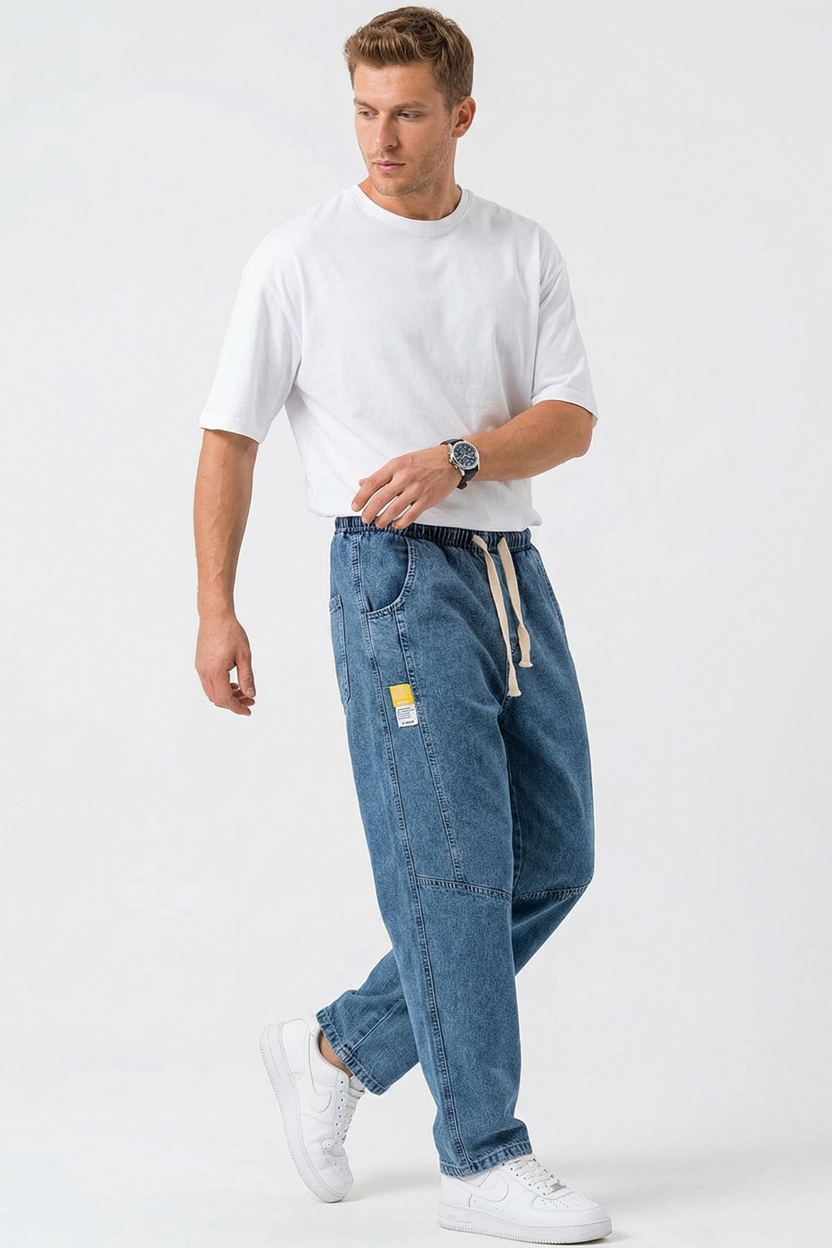 Image of Erkek Rahat Kesim Baggy Jean Pantolon 30074 - İndigo