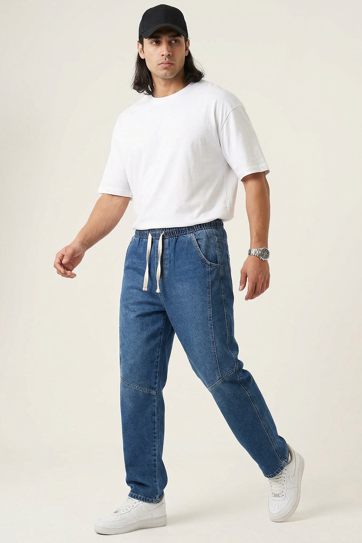 Image of Erkek Rahat Kesim Baggy Jean Pantolon 30074 - Lacivert