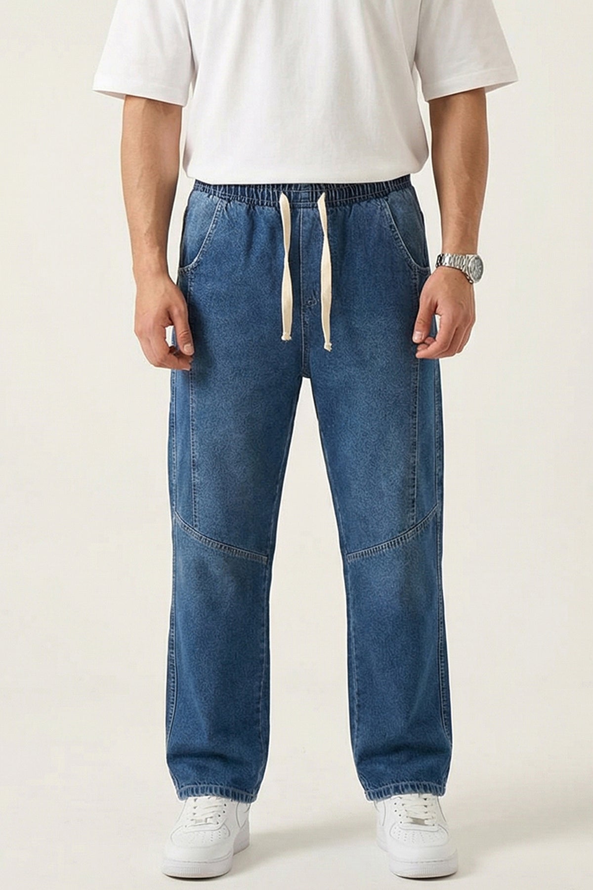 Image of Erkek Rahat Kesim Baggy Jean Pantolon 30074 - Lacivert