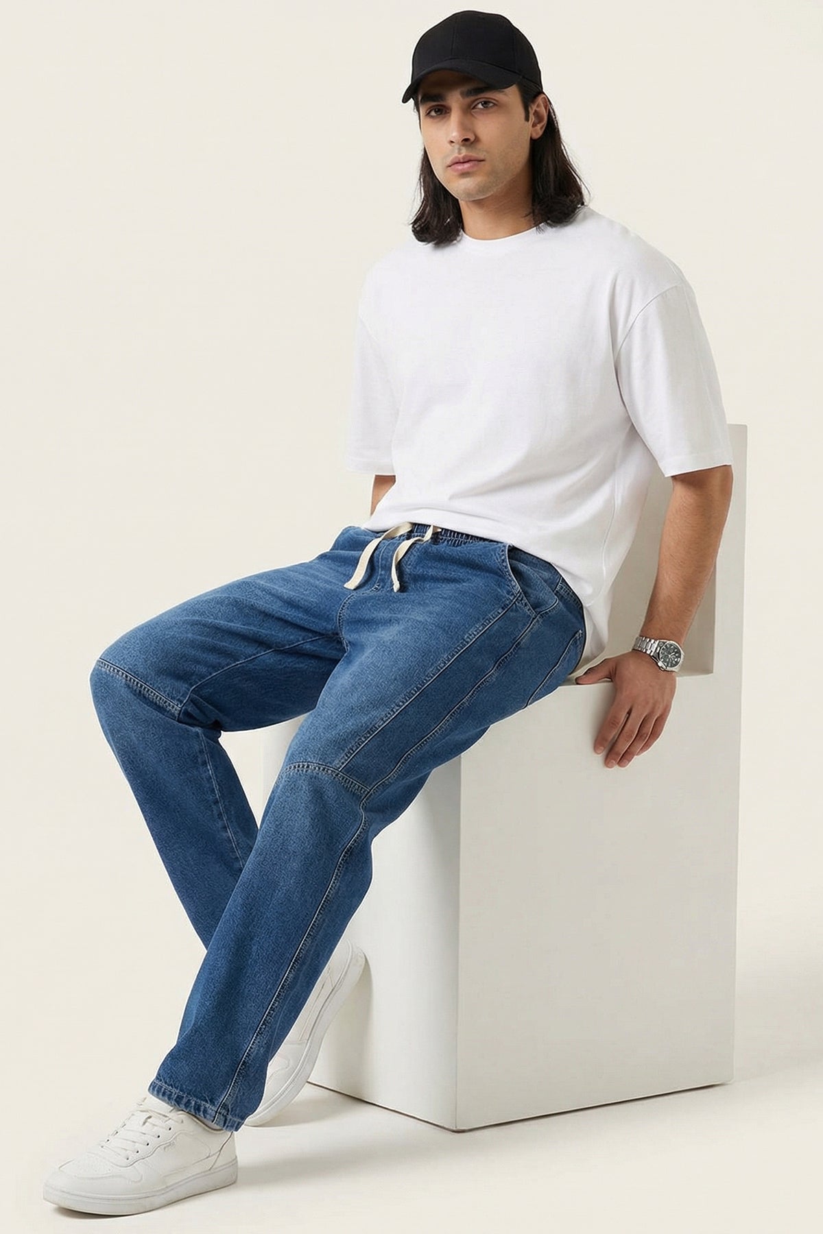 Image of Erkek Rahat Kesim Baggy Jean Pantolon 30074 - Lacivert