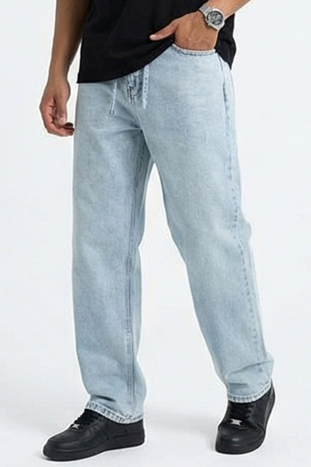 Image of Erkek Rahat Kesim Baggy Jean Pantolon 30075 - Mavi