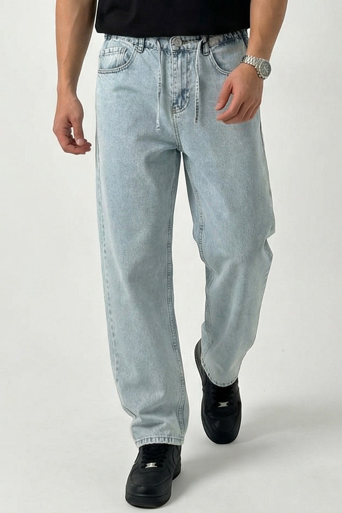 Image of Erkek Rahat Kesim Baggy Jean Pantolon 30075 - Mavi