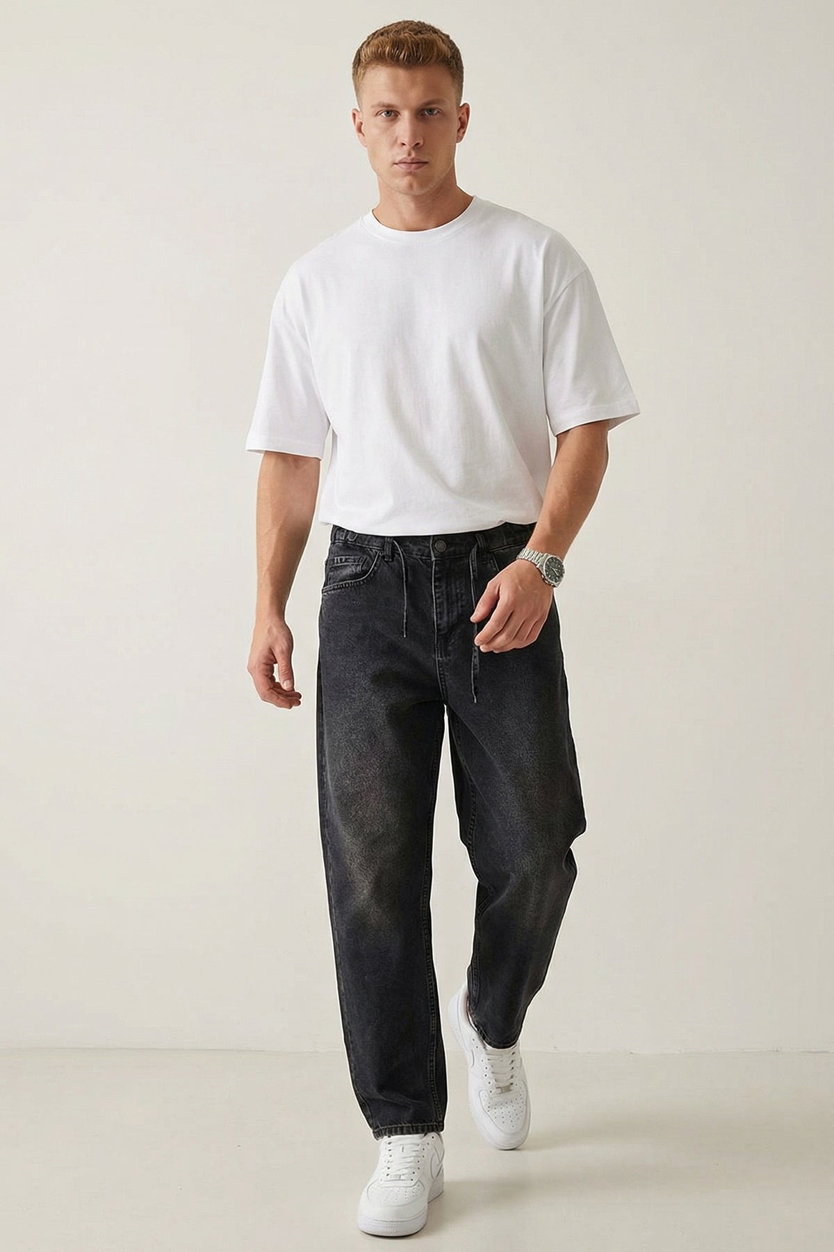 Image of Erkek Rahat Kesim Baggy Jean Pantolon 30075 - Siyah