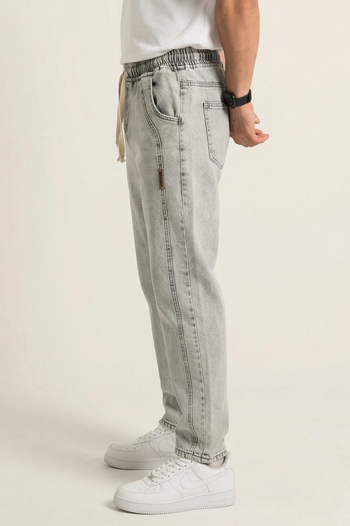 Image of Erkek Rahat Kesim Baggy Jean Pantolon 30076 - Taş