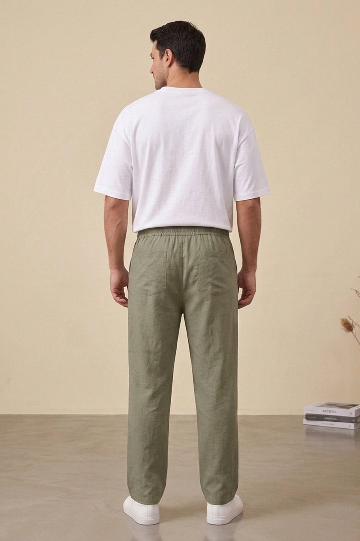 Image of Erkek Rahat Keten Pantolon 30118 - Haki