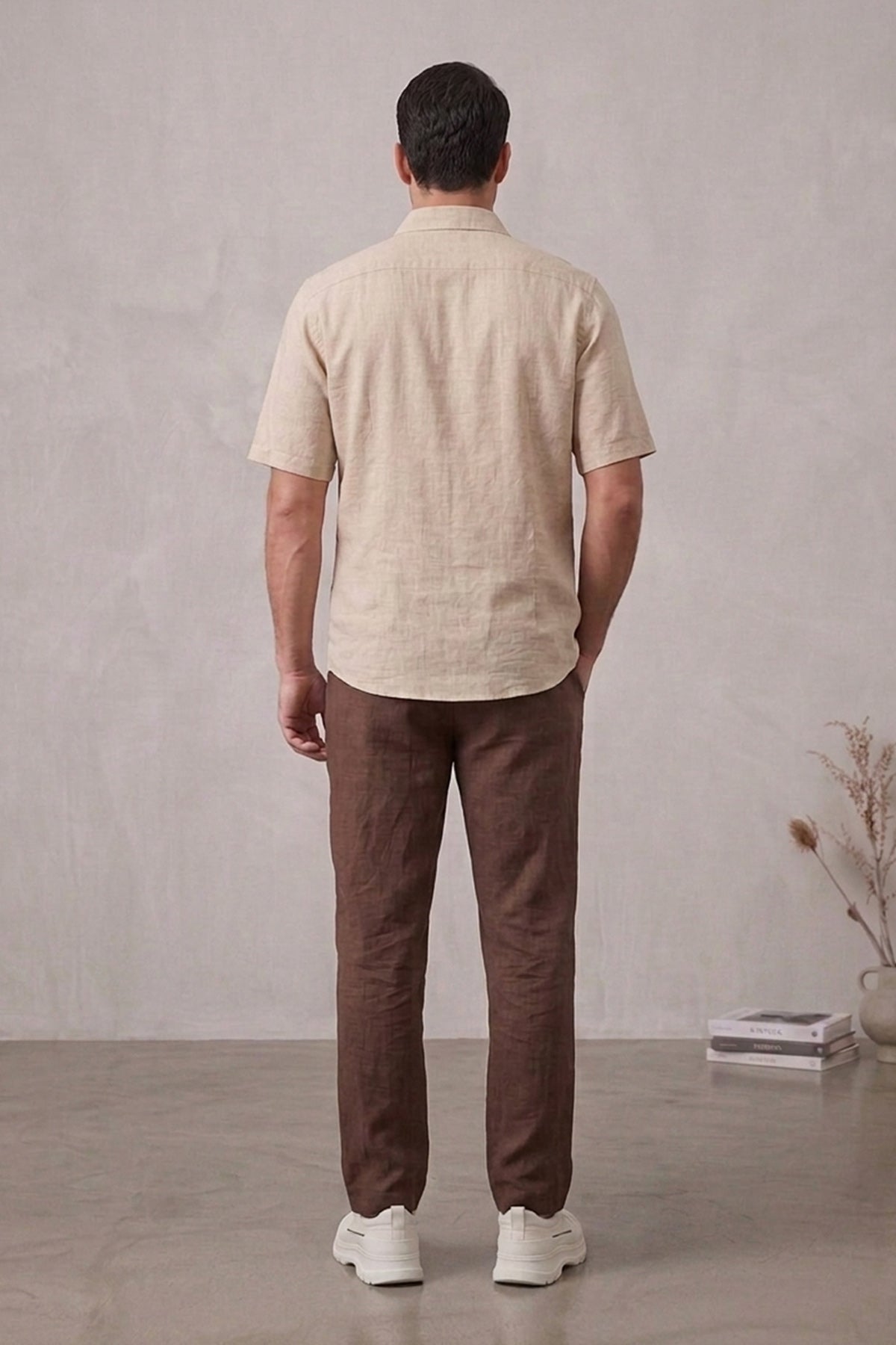 Image of Erkek Rahat Keten Pantolon 30118 - Kahverengi