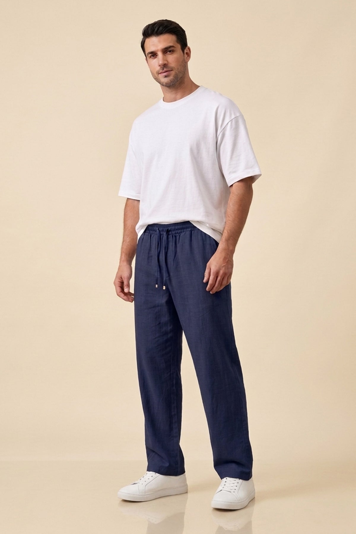 Image of Erkek Rahat Keten Pantolon 30118 - Lacivert