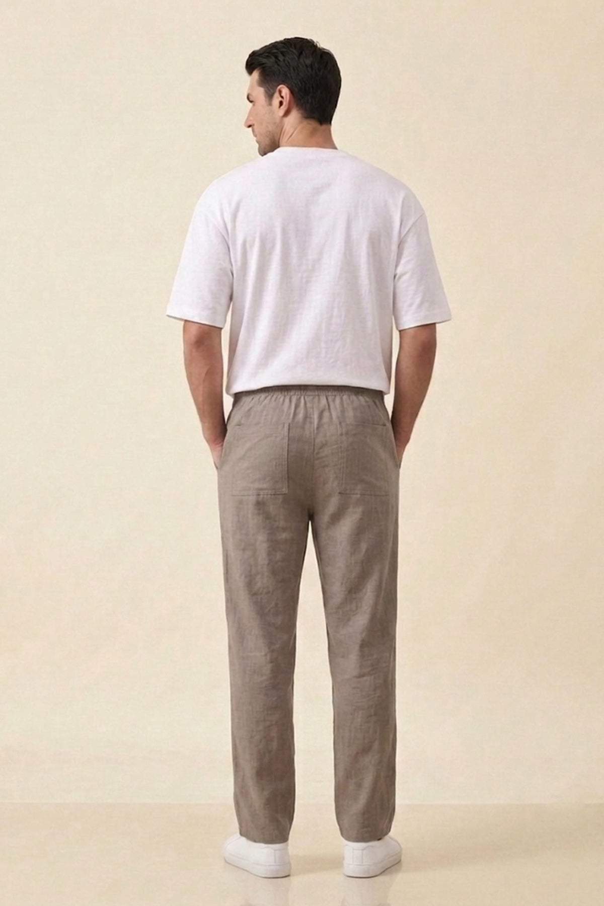Image of Erkek Rahat Keten Pantolon 30118 - Vizon