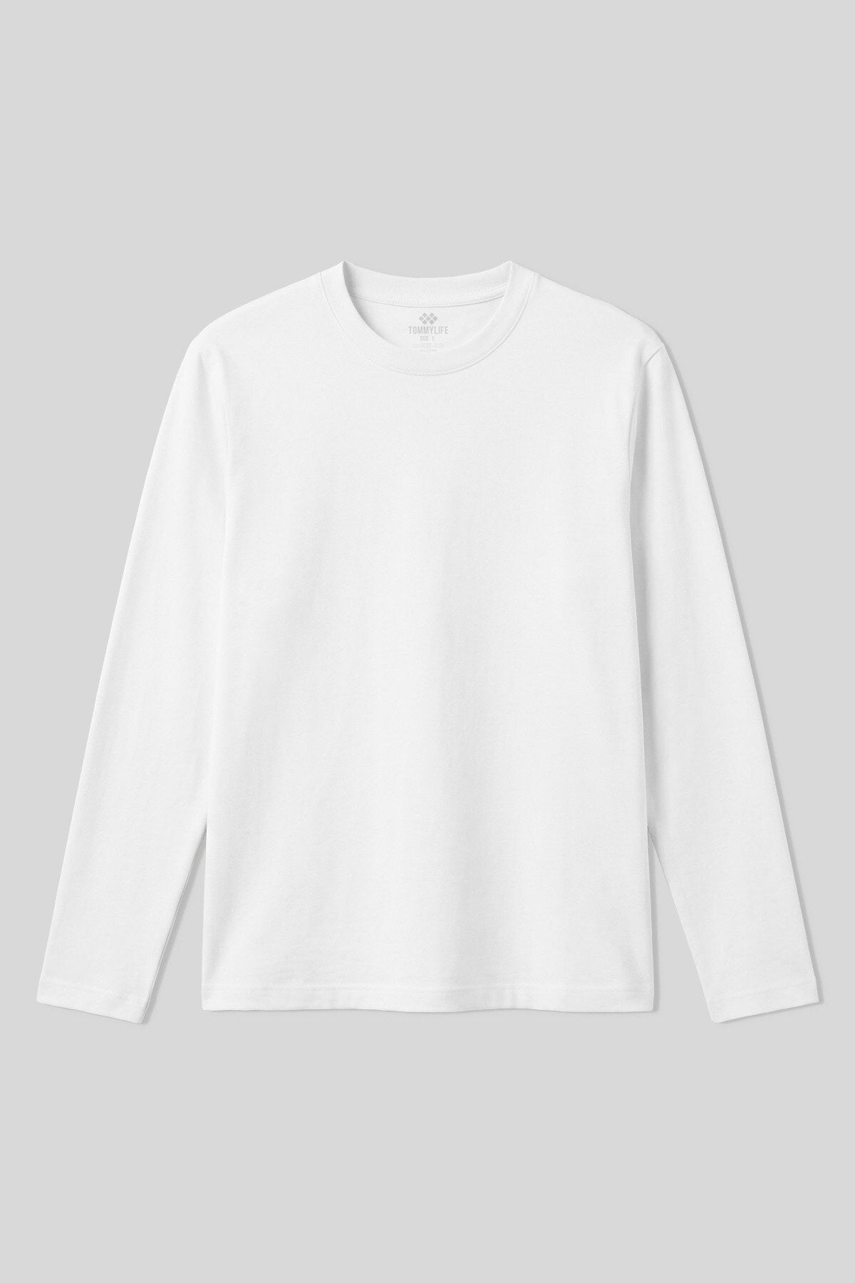 Image of Beyaz Standart Fit Basic O Yaka Uzun Kollu İnce Erkek T-Shirt- 87997