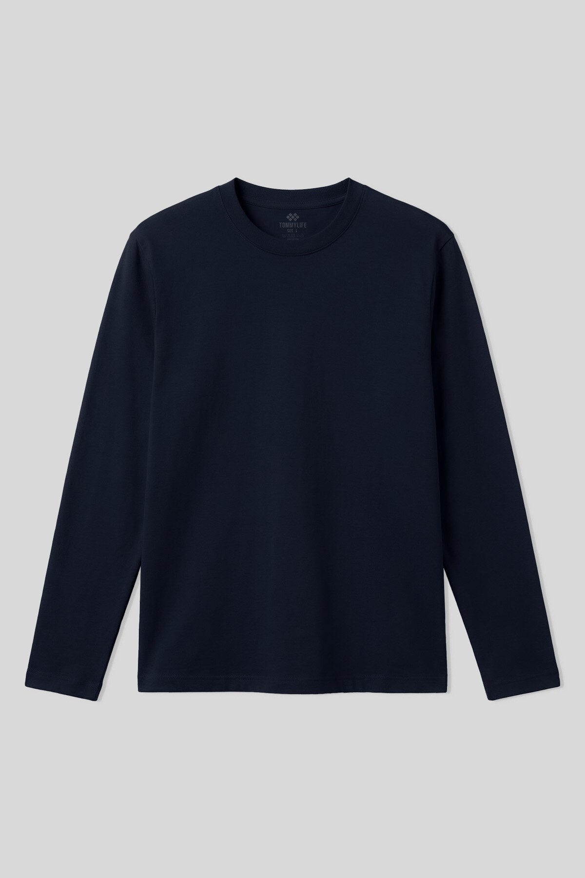 Image of Lacivert Standart Fit Basic O Yaka Uzun Kollu İnce Erkek T-Shirt - 87997