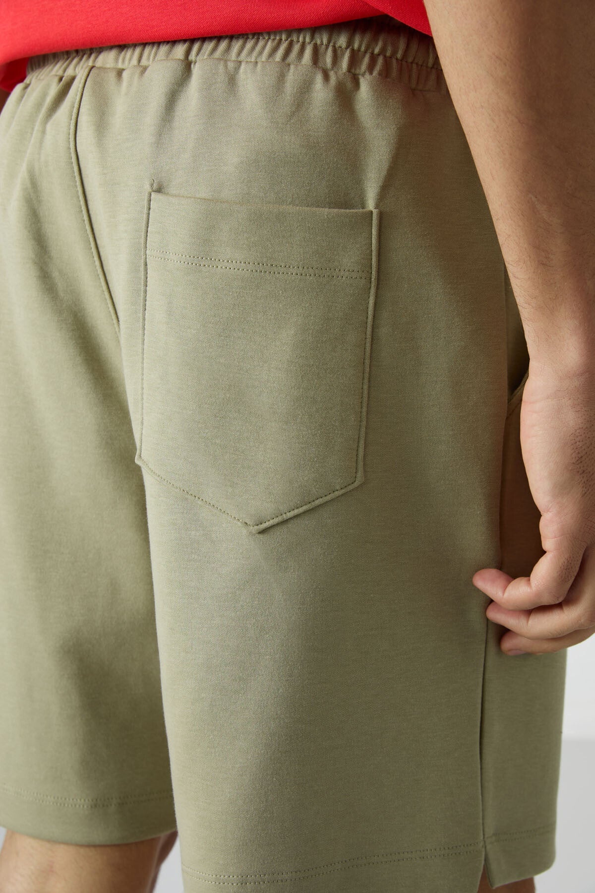 Image of Açık Çağla Pamuklu Kalın Yumuşak Dokulu Comfort Fit Basic Erkek Şort - 81274