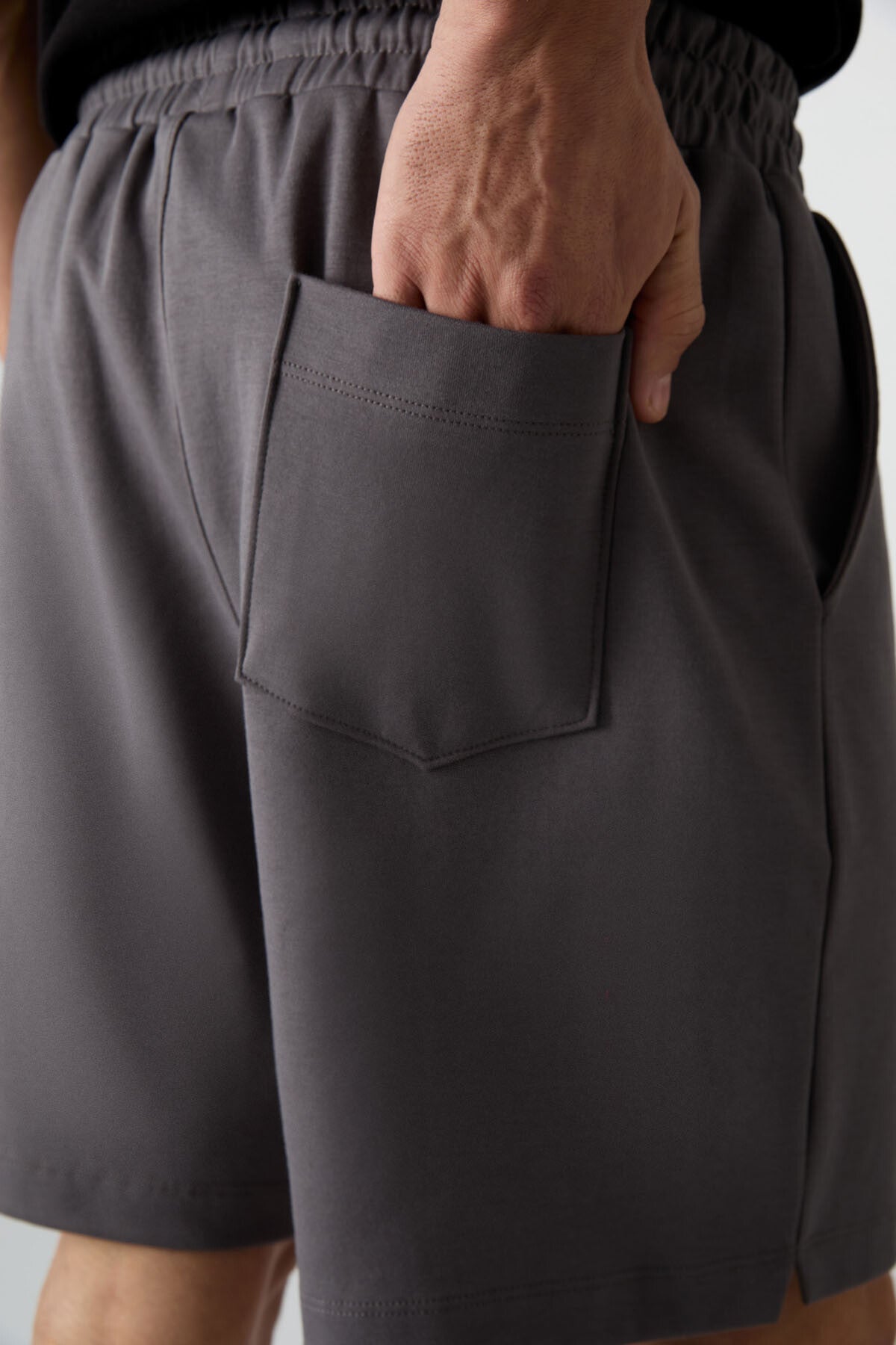 Image of Dark Grey Cotton Thick Soft Textured Comfort Fit Basic Men's Shorts - 81274