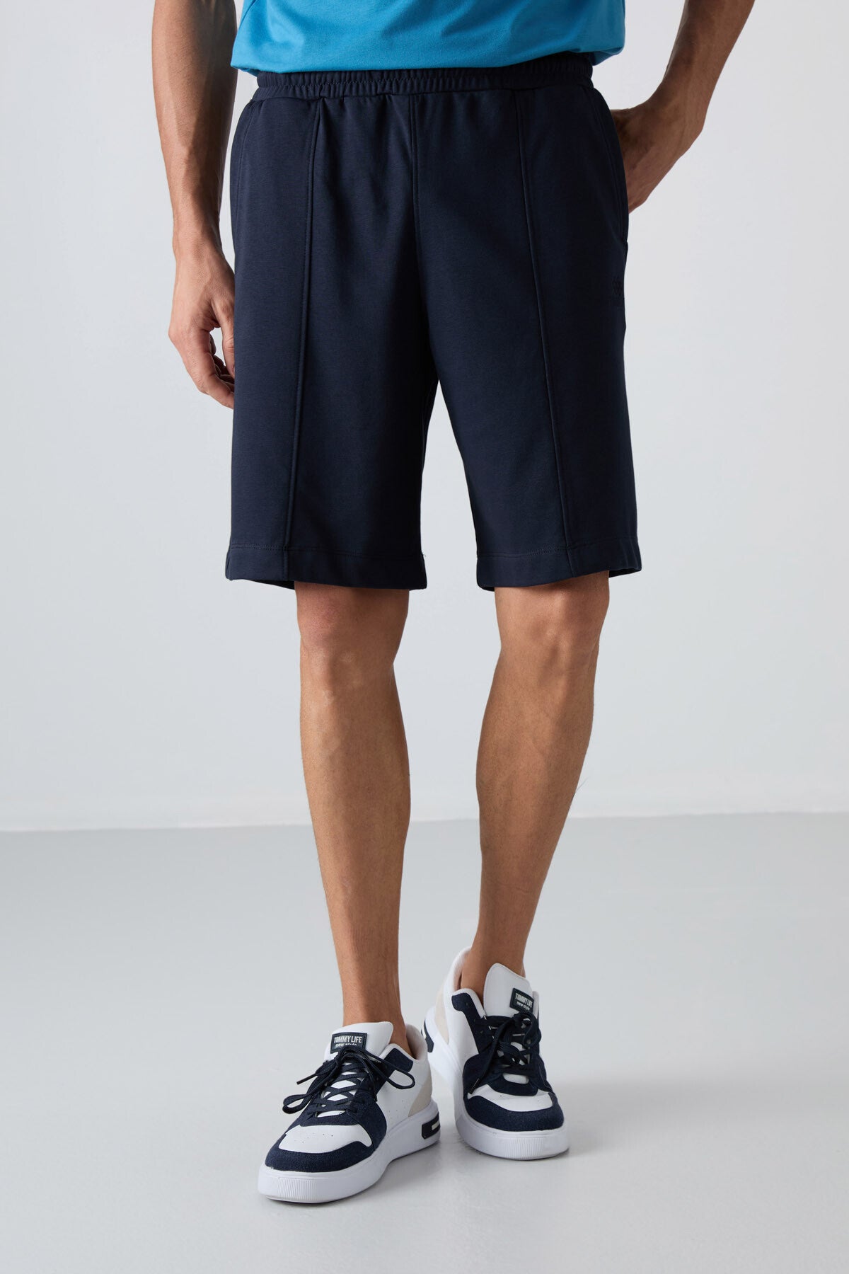Image of Lacivert Pamuklu Kalın Yumuşak Dokulu Comfort Fit Basic Erkek Şort - 81261