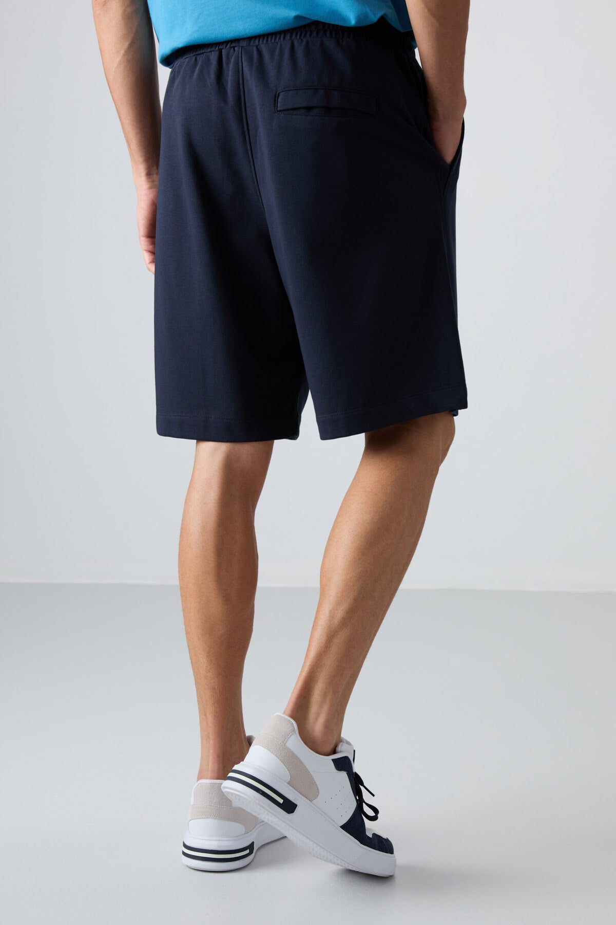 Image of Lacivert Pamuklu Kalın Yumuşak Dokulu Comfort Fit Basic Erkek Şort - 81261