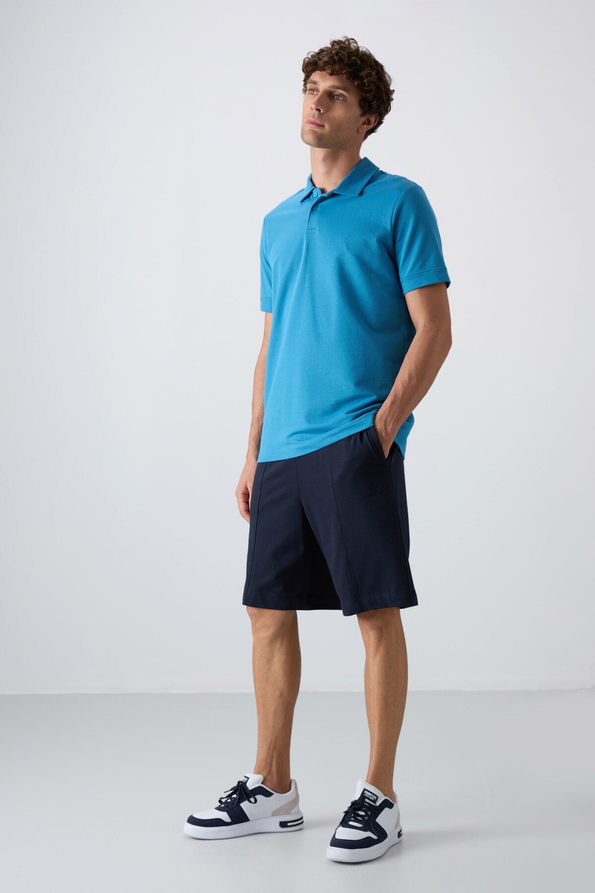 Image of Lacivert Pamuklu Kalın Yumuşak Dokulu Comfort Fit Basic Erkek Şort - 81261