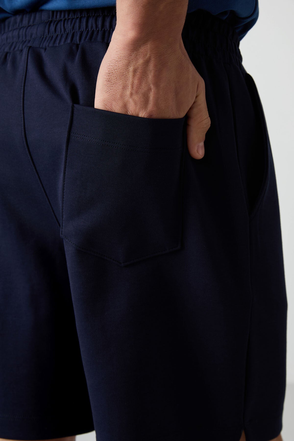 Image of Lacivert Pamuklu Kalın Yumuşak Dokulu Comfort Fit Basic Erkek Şort - 81274
