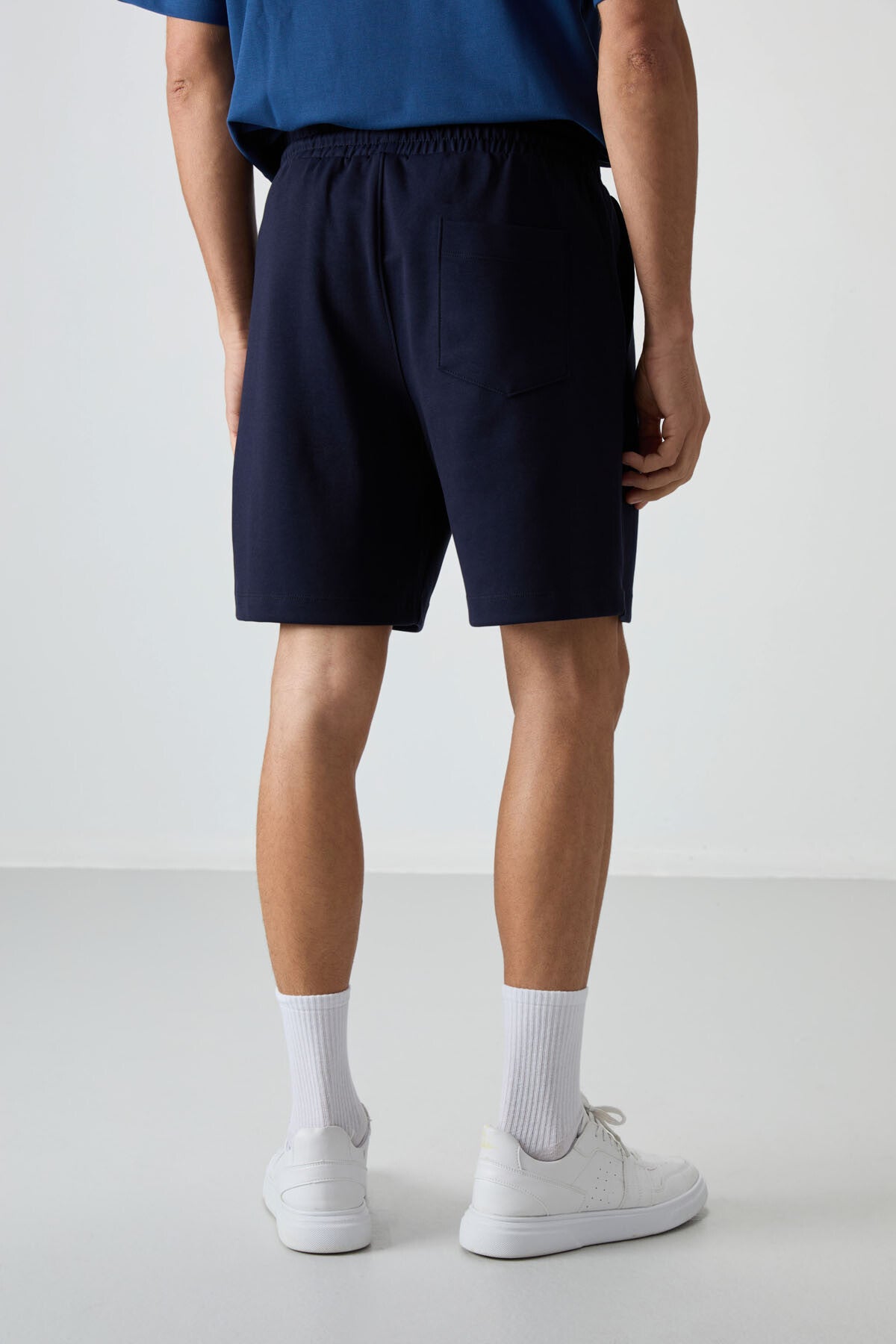Image of Lacivert Pamuklu Kalın Yumuşak Dokulu Comfort Fit Basic Erkek Şort - 81274