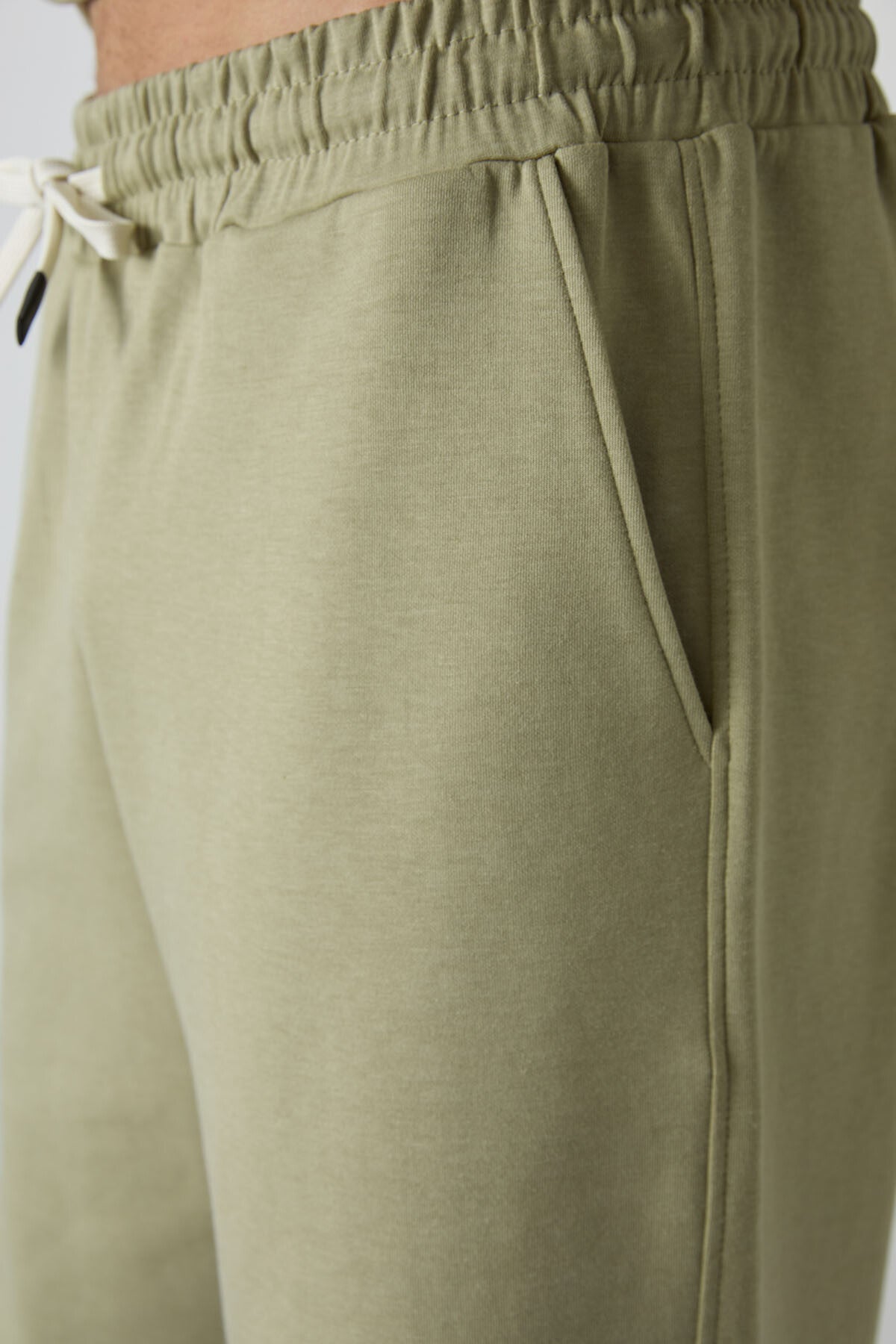 Image of Açık Çağla Pamuklu Kalın Yumuşak Dokulu Oversize Fit Basic Erkek Şort Takım - 85249