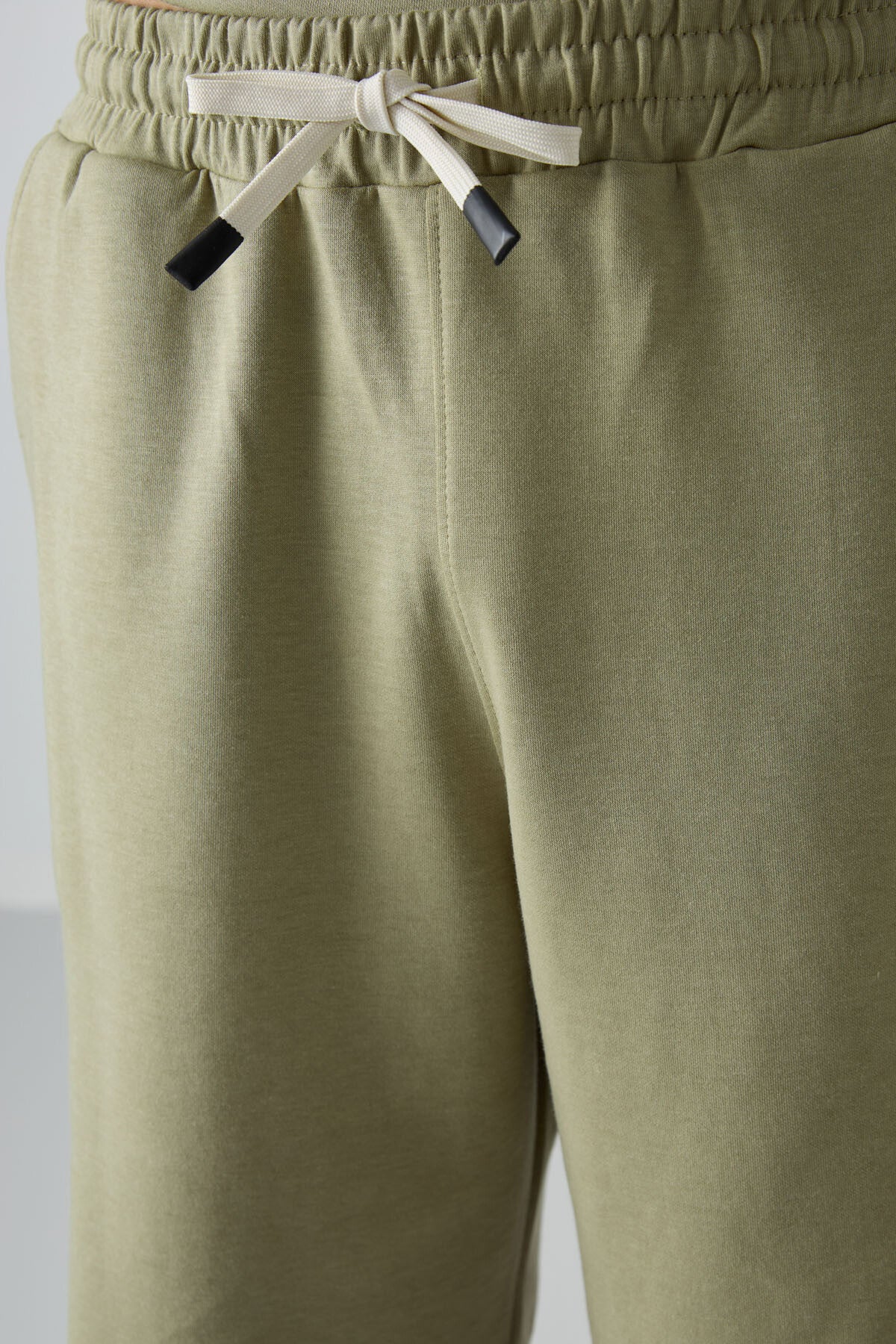 Image of Açık Çağla Pamuklu Kalın Yumuşak Dokulu Oversize Fit Basic Erkek Şort Takım - 85249