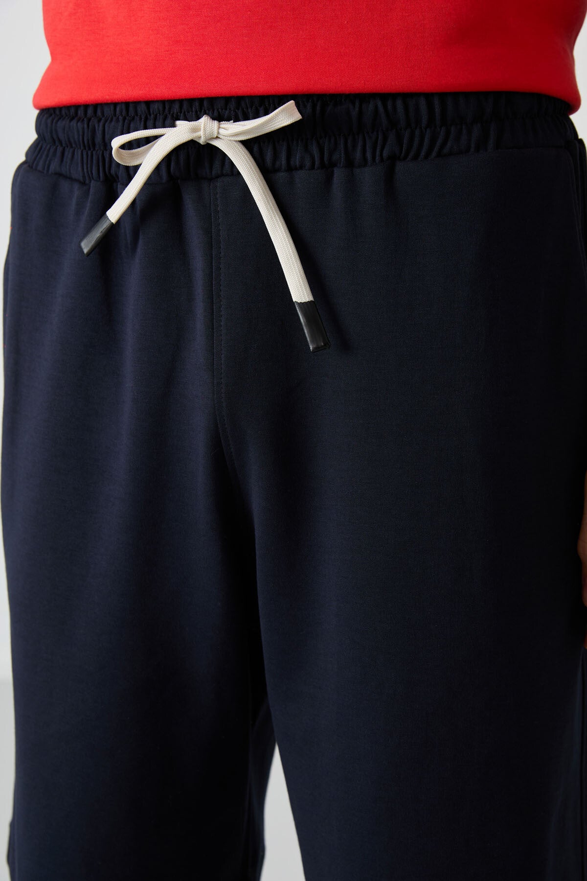 Image of Fiesta - Lacivert Pamuklu Kalın Yumuşak Dokulu Oversize Fit Basic Erkek Şort Takım - 85249