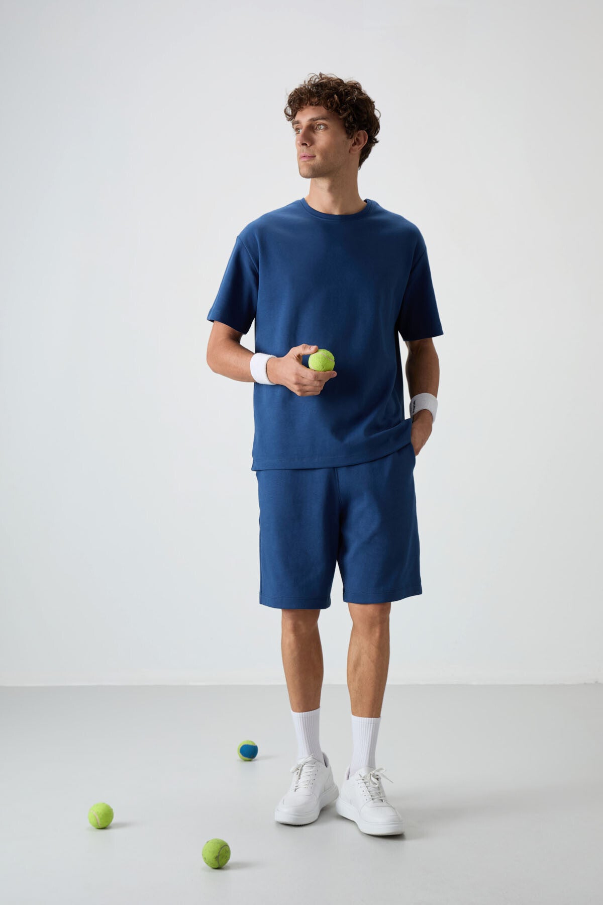 Image of Parlament Pamuklu Kalın Yumuşak Dokulu Oversize Fit Basic Erkek Şort Takım - 85249