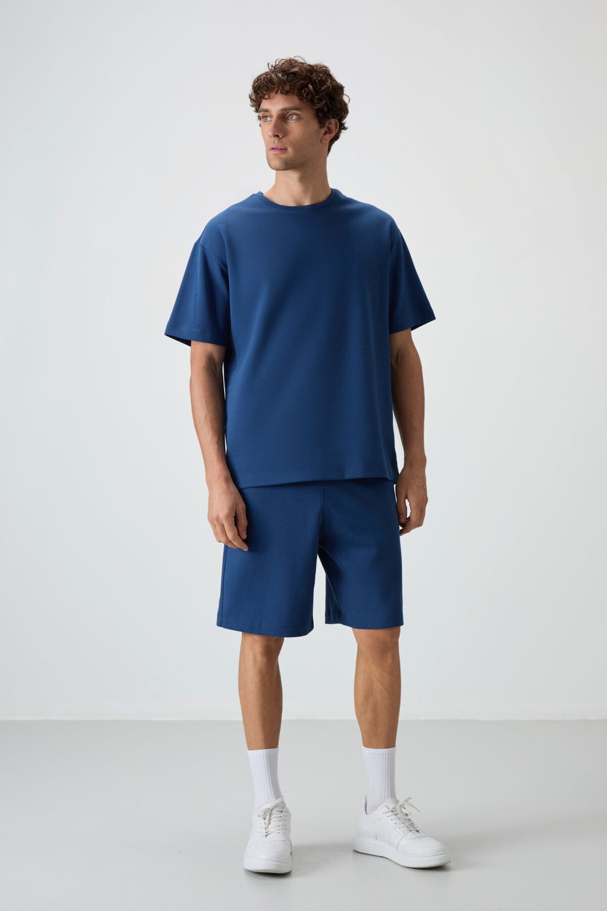 Image of Parlament Pamuklu Kalın Yumuşak Dokulu Oversize Fit Basic Erkek Şort Takım - 85249