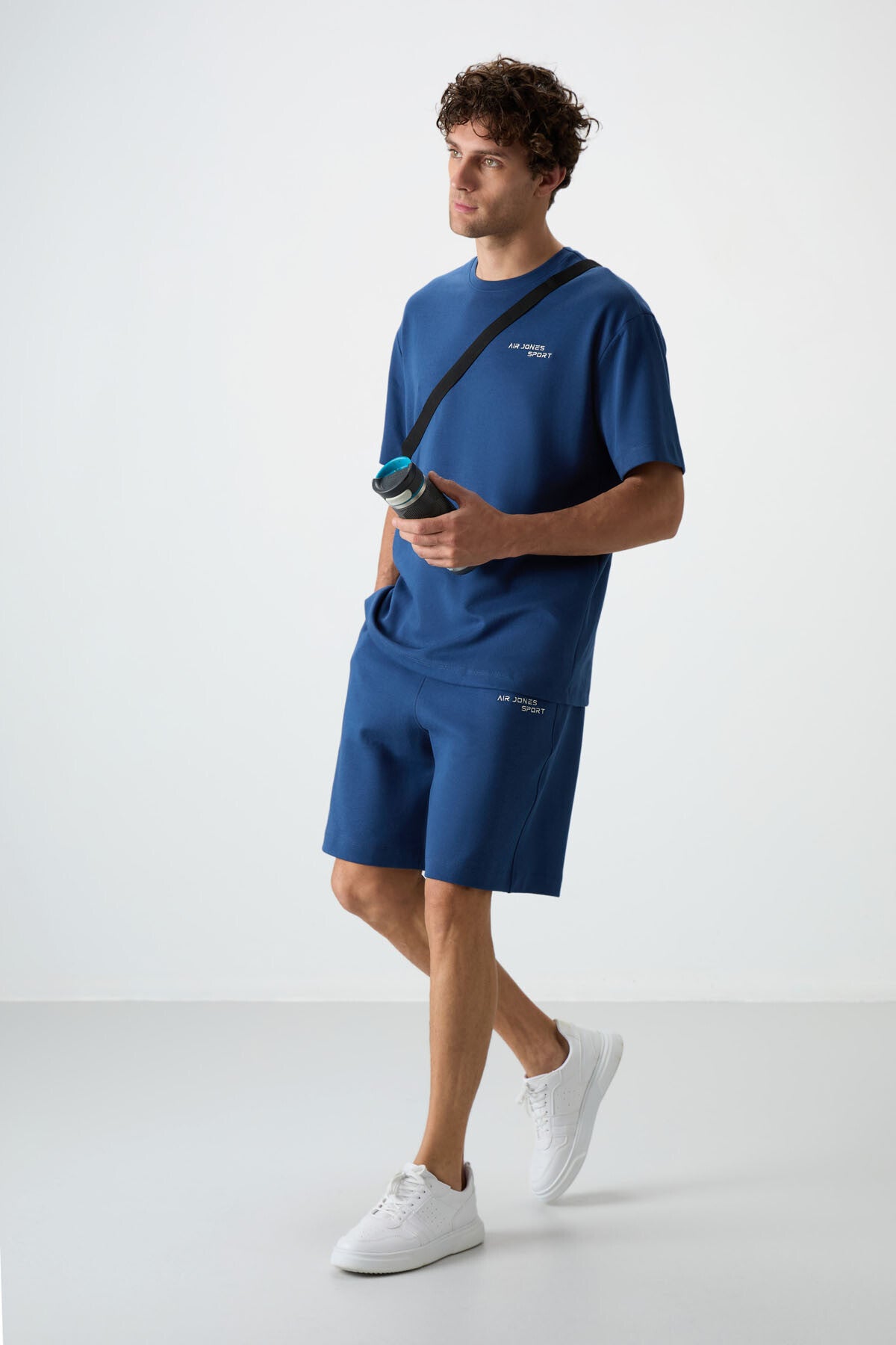 Image of Set pantaloni scurți bărbătești din bumbac gros, texturat, supradimensionat, brodat, Parliament - 85250