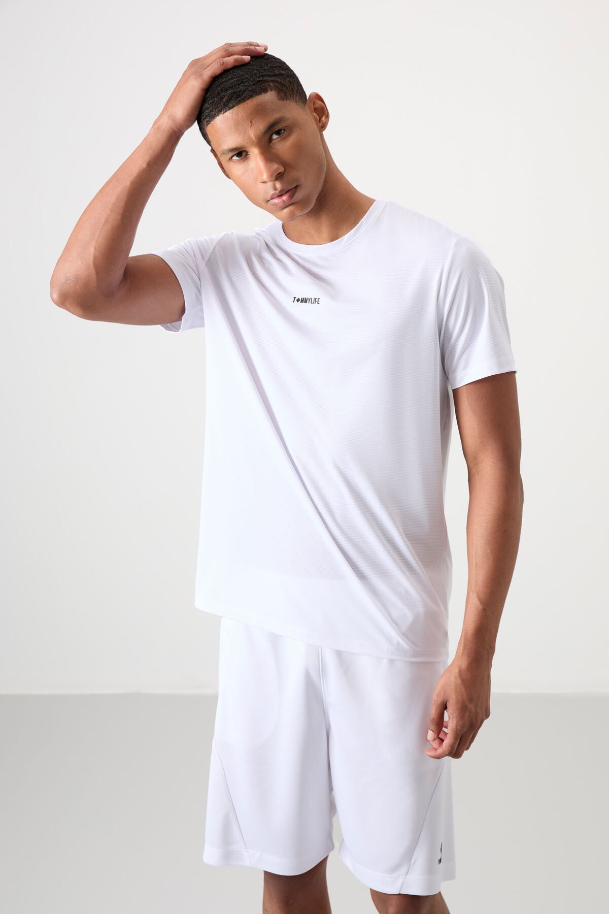Image of Tricou bărbătesc de performanță, alb, respirabil, texturat, subțire, flexibil, croială standard - 88384