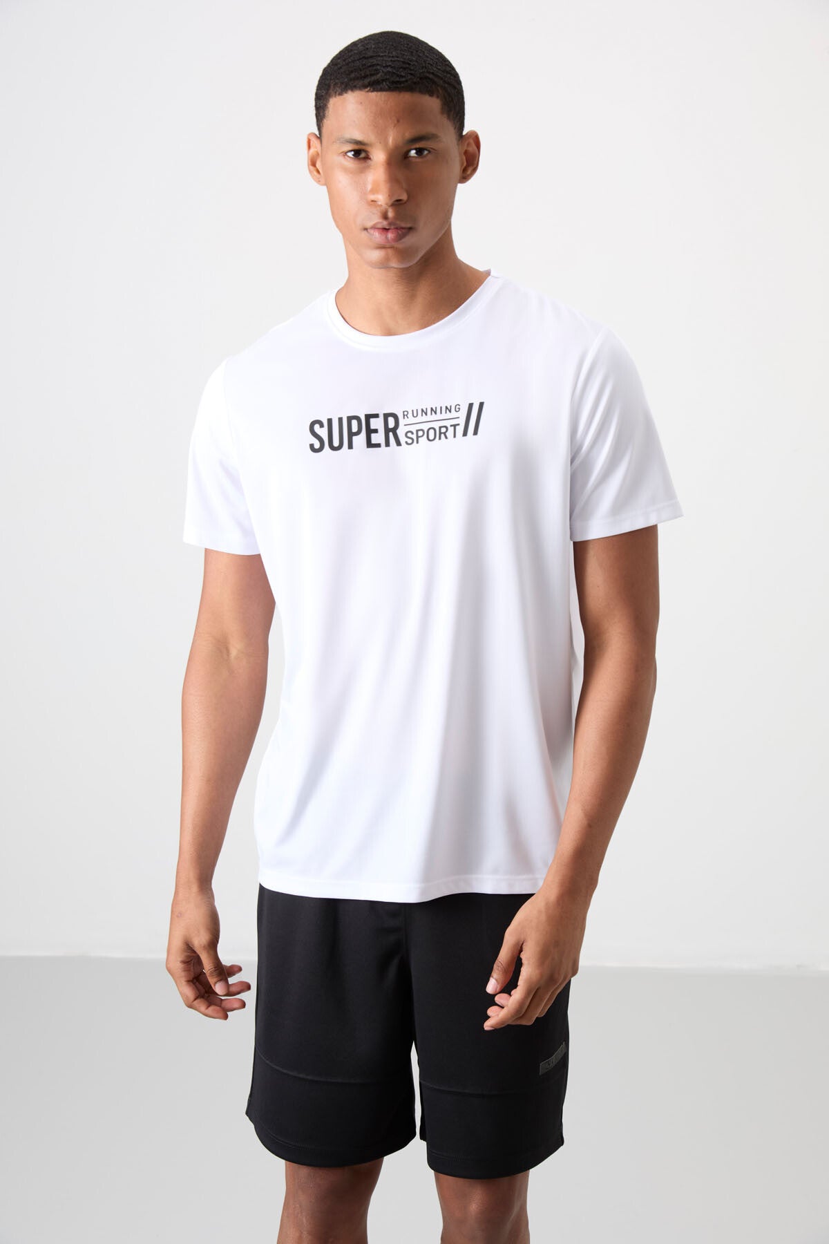 Image of Tricou bărbătesc de performanță, alb, respirabil, texturat, subțire, flexibil, croială standard - 88385