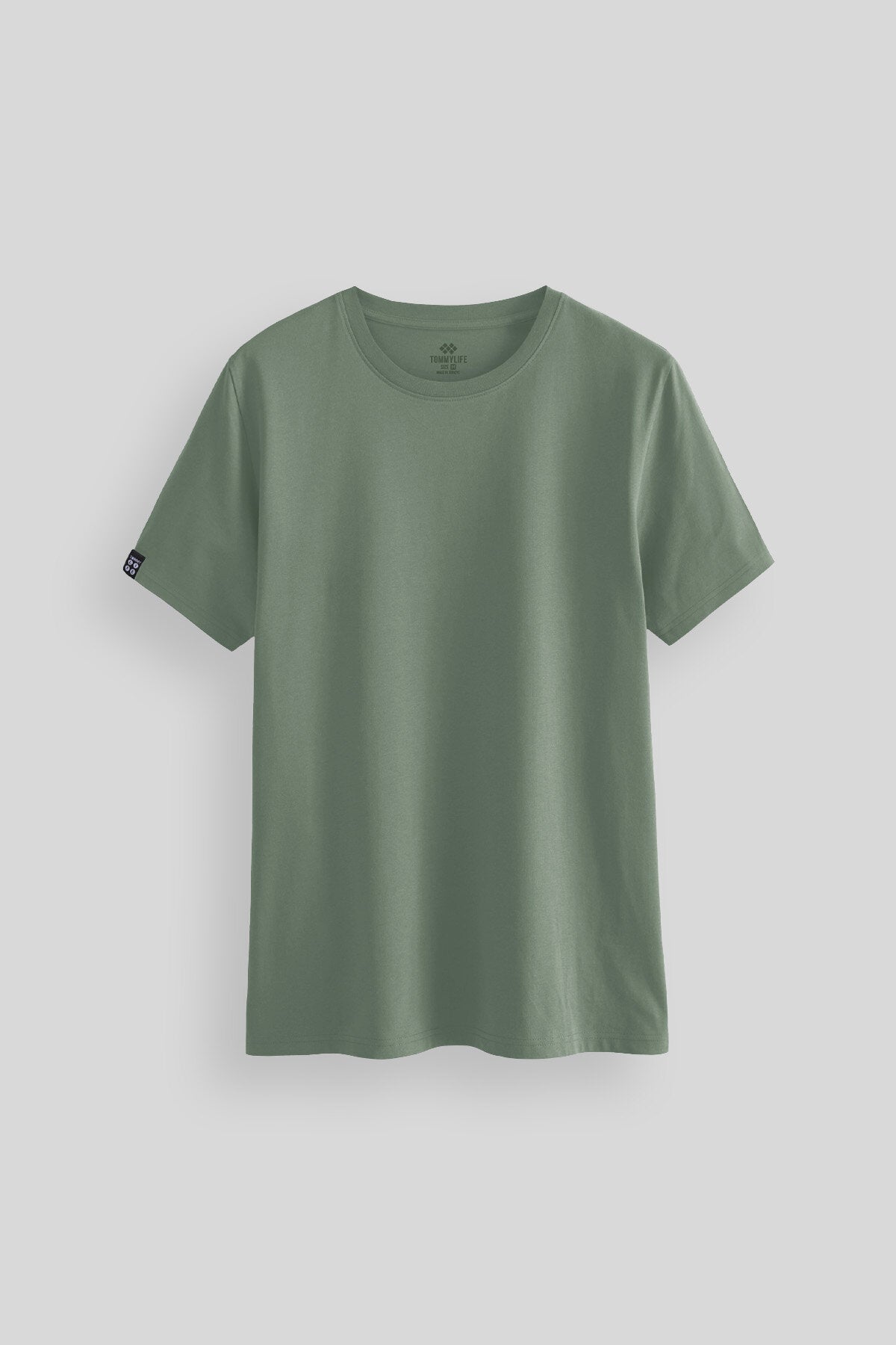 Image of Tricou bărbătesc verde deschis, cu mânecă scurtă și guler rotund, croială standard - 87911