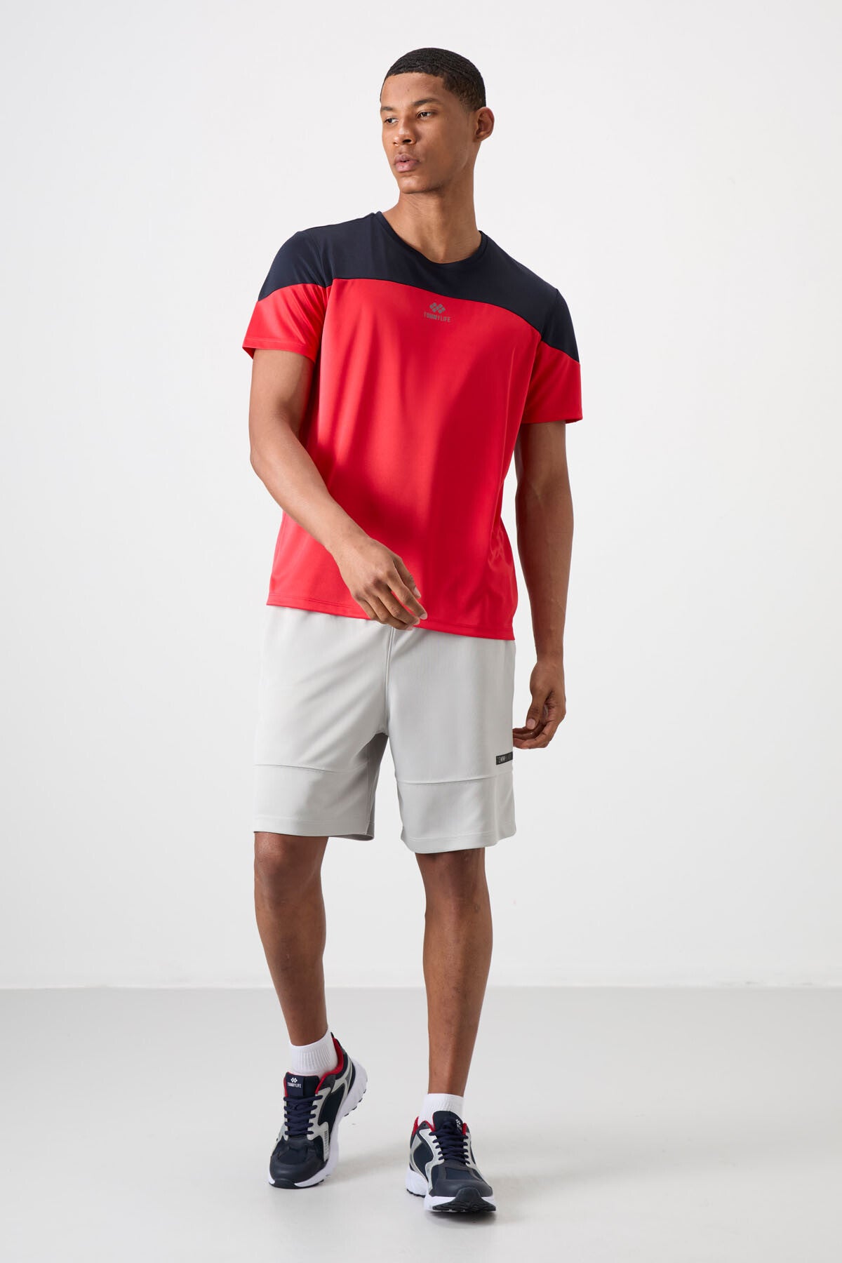 Image of Tricou sport bărbătesc roșu, respirabil, texturat, subțire, flexibil, croială standard - 88386