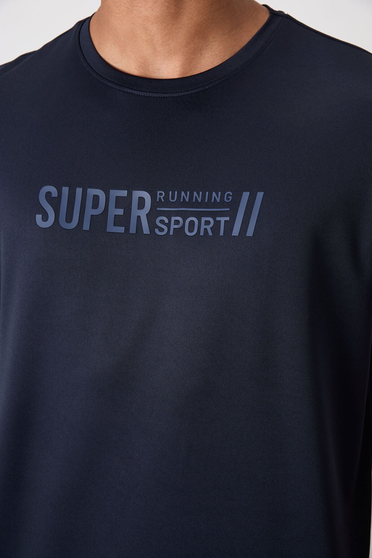 Image of Tricou sport bărbătesc bleumarin, respirabil, texturat, subțire, flexibil, croială standard - 88385