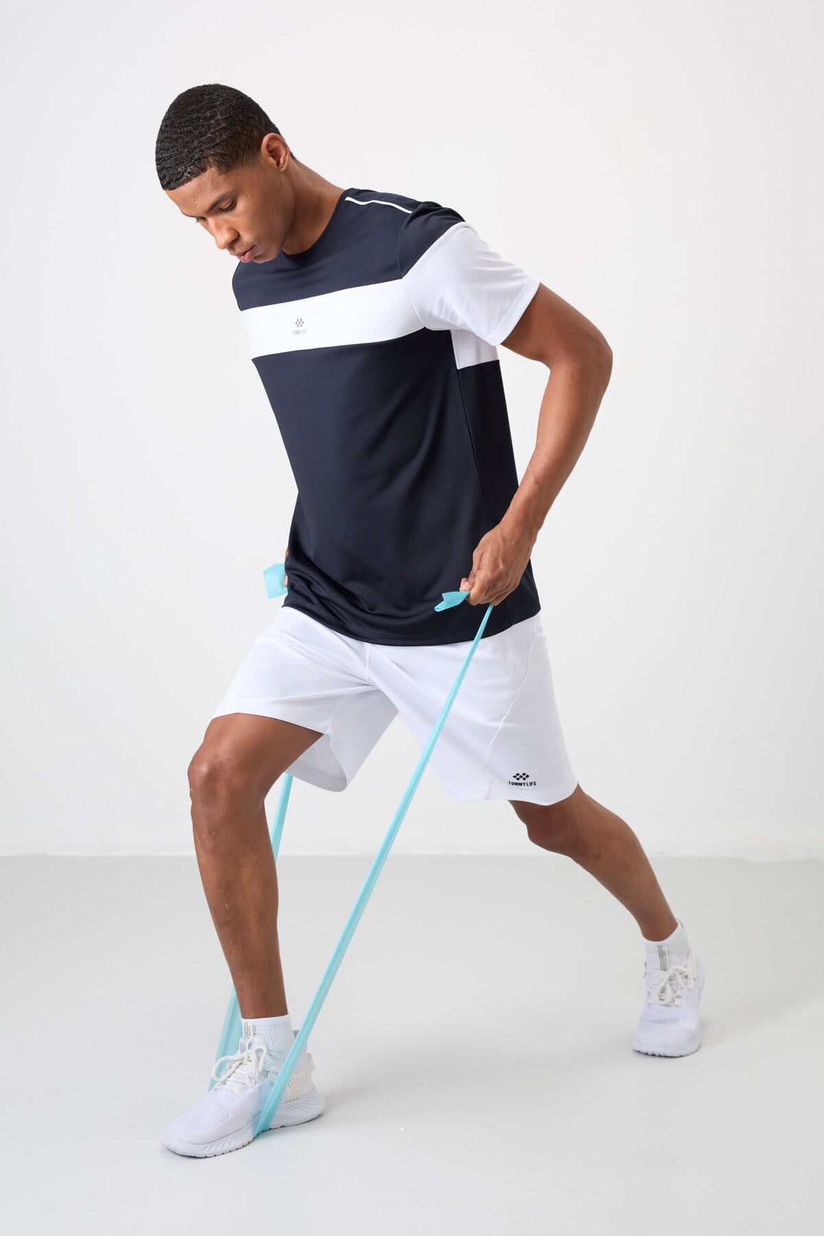 Image of Lacivert Nefes Alan Dokulu İnce Esnek Standart Fit Erkek Performans T-Shirt - 88396