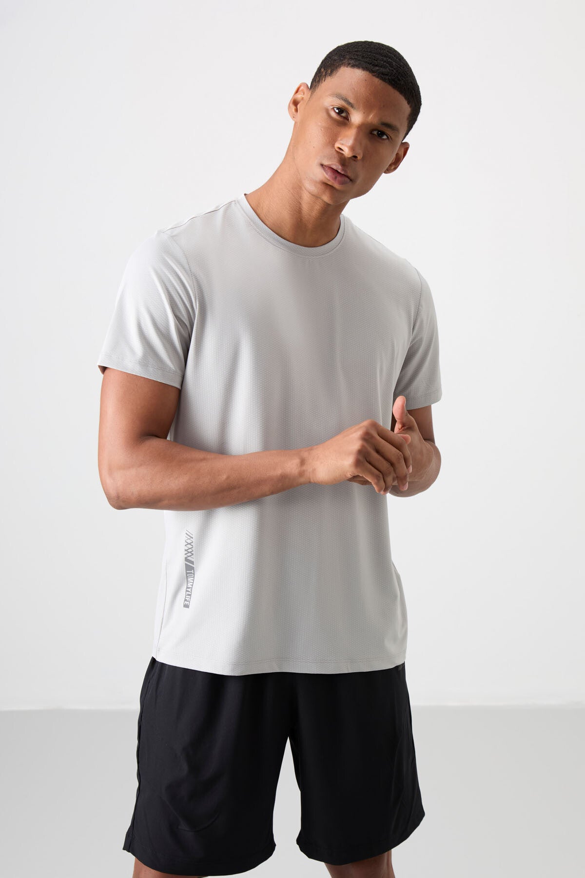 Image of Taş Nefes Alan Dokulu İnce Esnek Standart Fit Erkek Performans T-Shirt - 88388