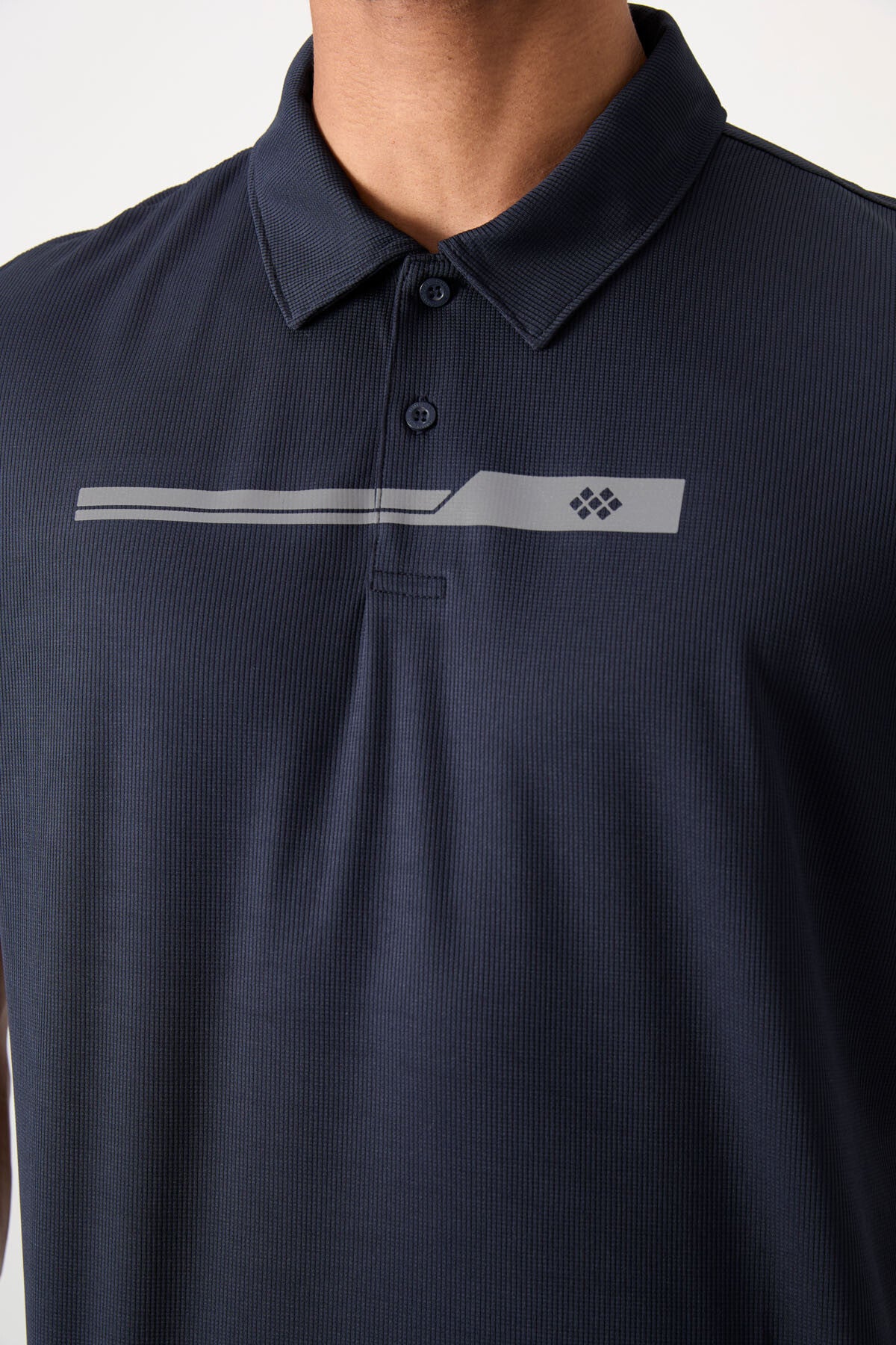 Image of Lacivert Nefes Alan Dokulu İnce Esnek Standart Fit Polo Yaka Erkek Performans T-Shirt - 88393