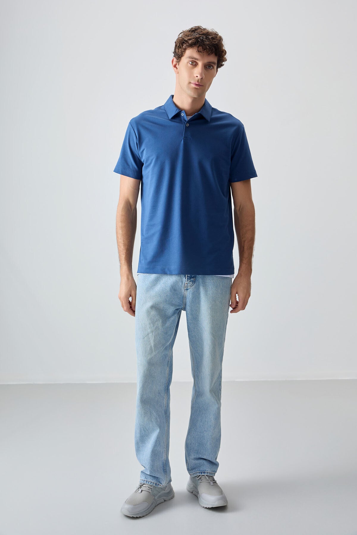 Image of Parlament Pamuklu Kalın Yumuşak Dokulu Polo Yaka Oversize Fit Basic Erkek T- Shirt - 88381