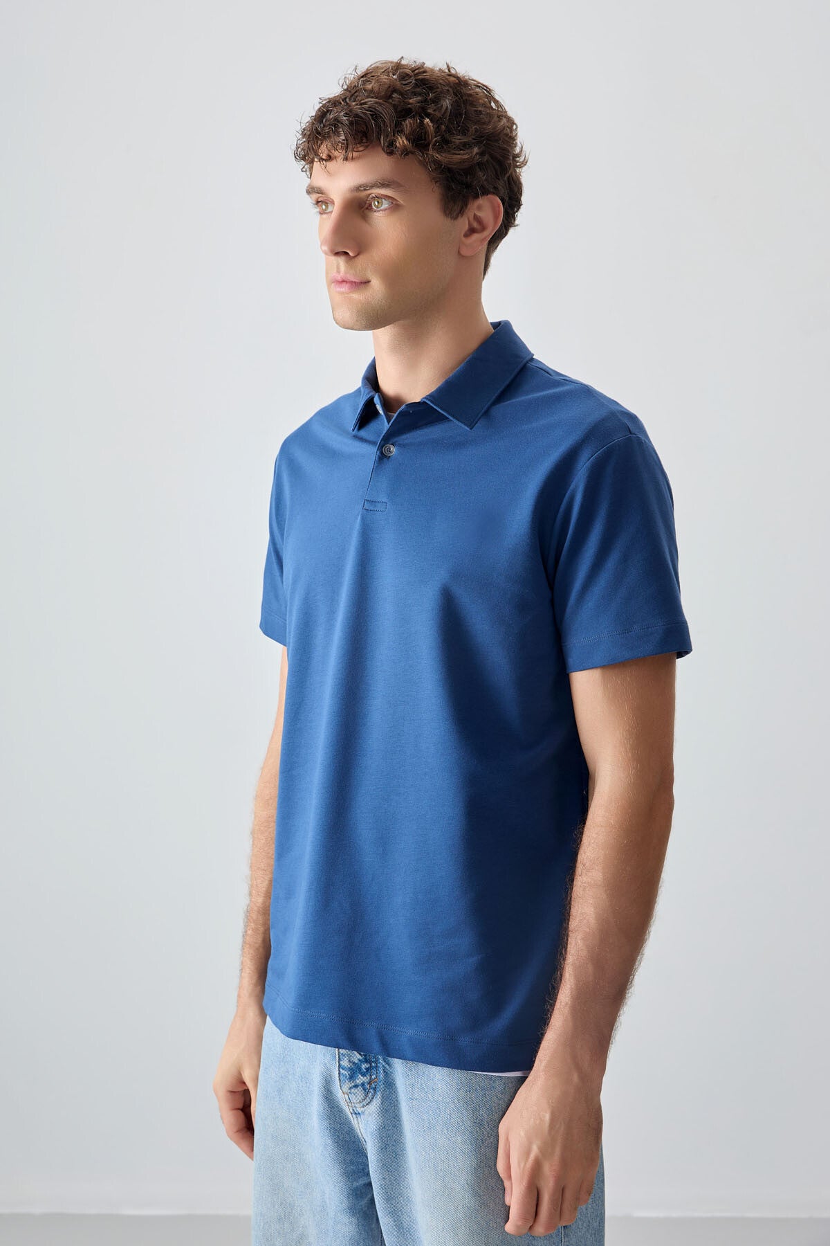 Image of Parlament Pamuklu Kalın Yumuşak Dokulu Polo Yaka Oversize Fit Basic Erkek T- Shirt - 88381