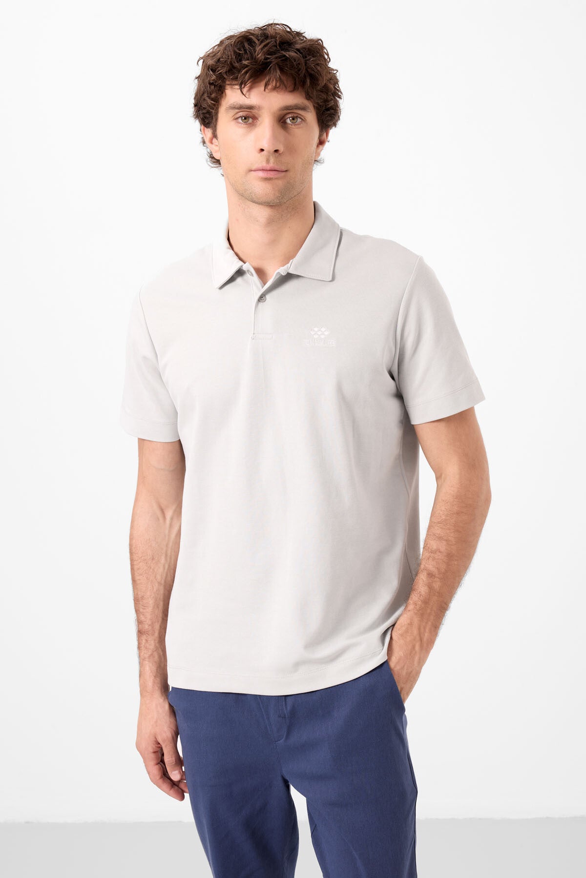 Image of Taş Standart Kalıp Basic Polo Yaka Erkek T-Shirt - 87748