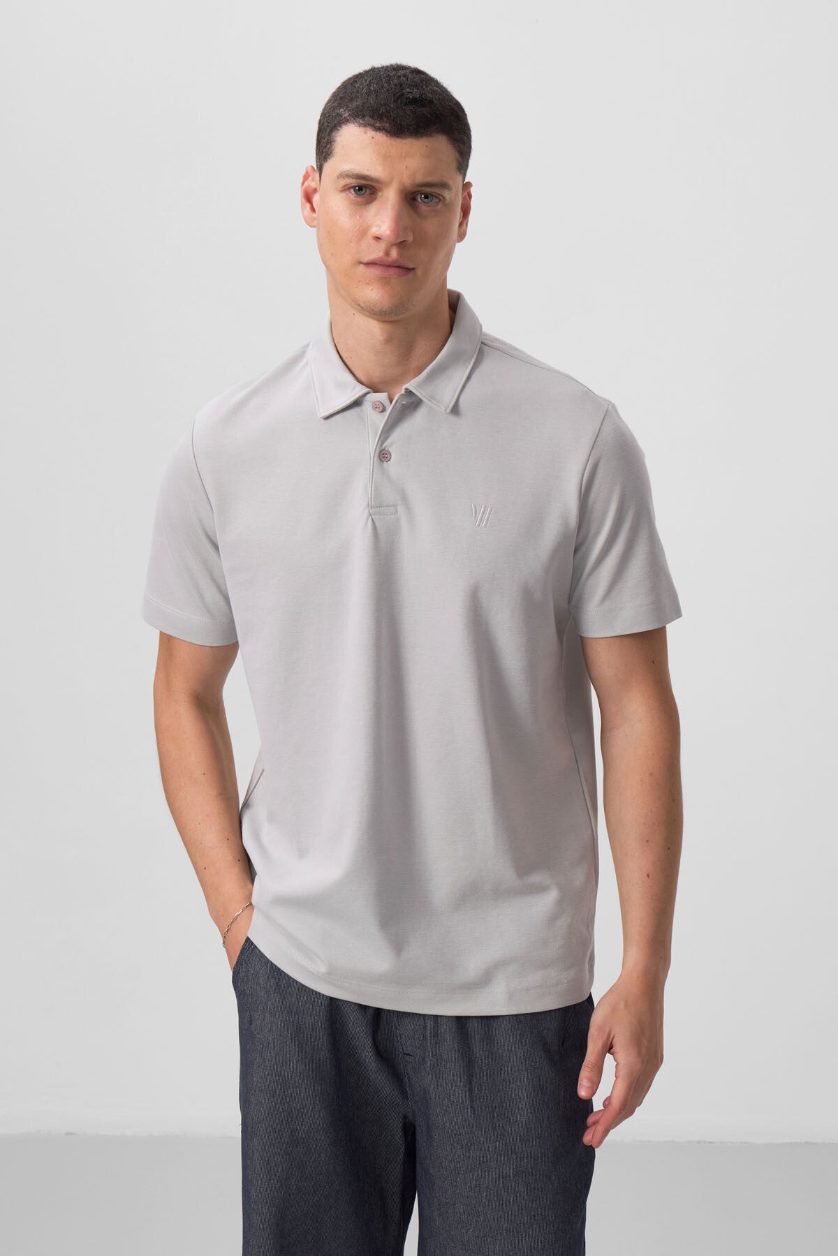 Image of Tricou bărbătesc Stone Standard Fit Basic Polo Collar - 87768