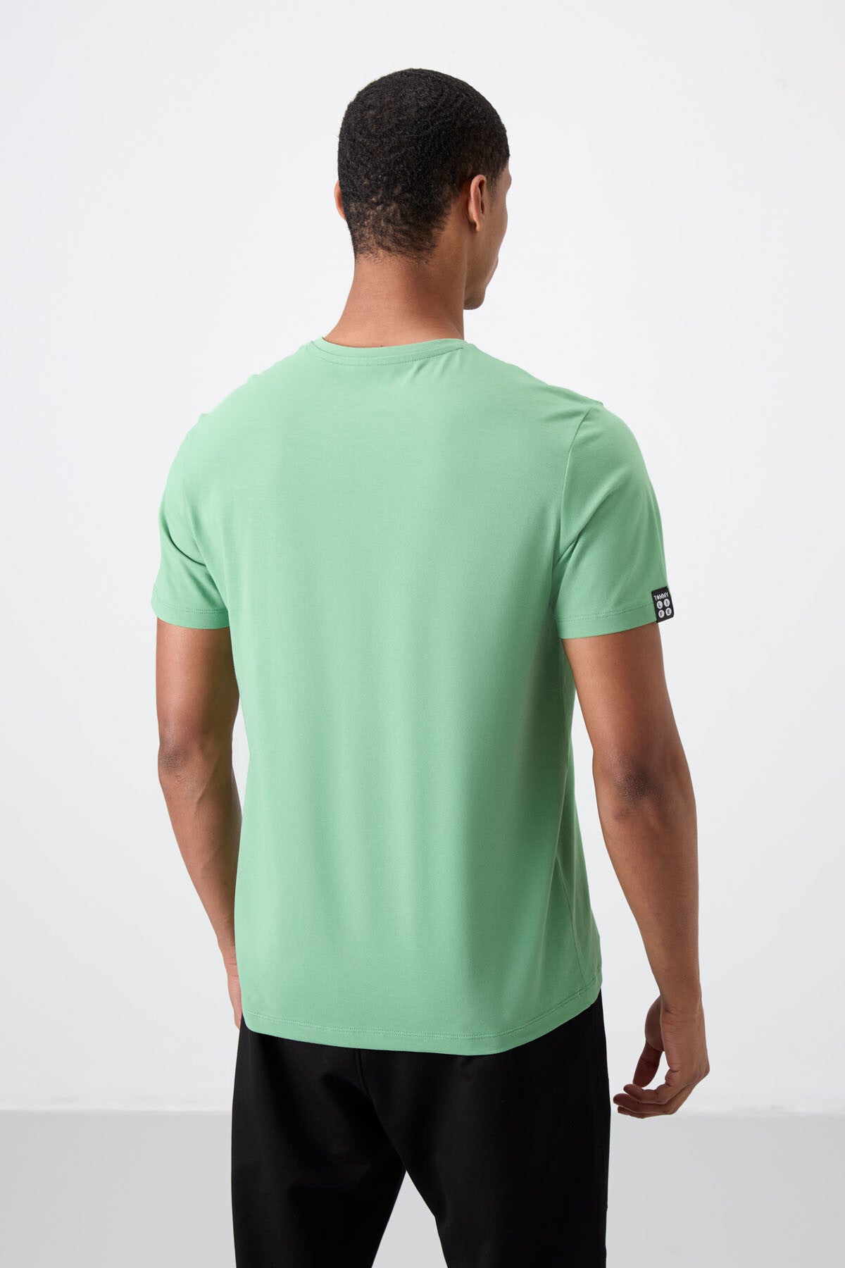 Image of Pastel Yeşil Basic Kısa Kol Standart Kalıp V Yaka Erkek T-Shirt - 87912