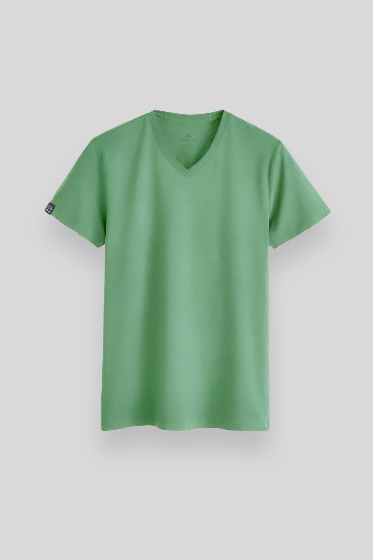 Image of Pastel Yeşil Basic Kısa Kol Standart Kalıp V Yaka Erkek T-Shirt - 87912