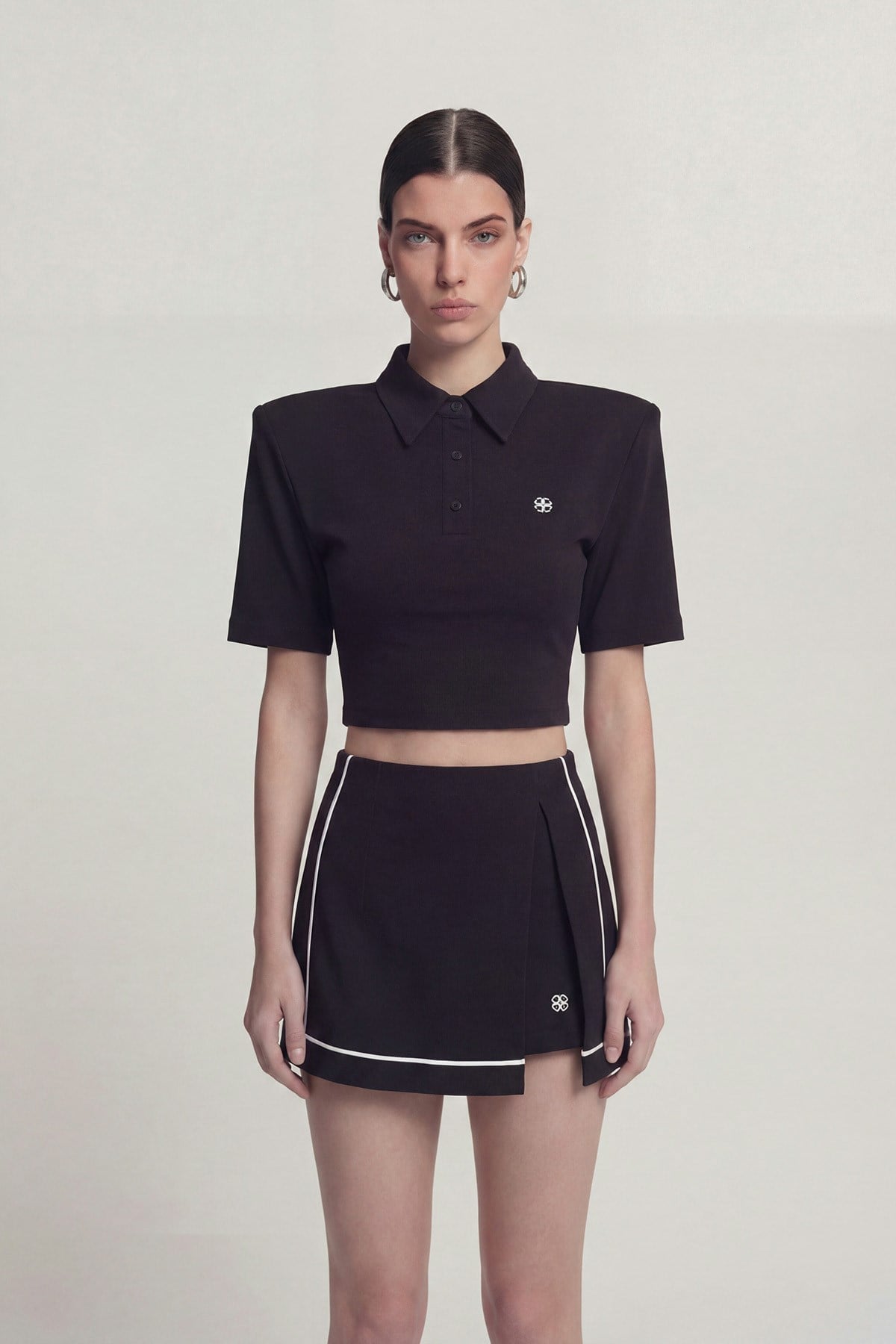 Image of Vatkalı Polo Yaka Carolyn T-Shirt Siyah