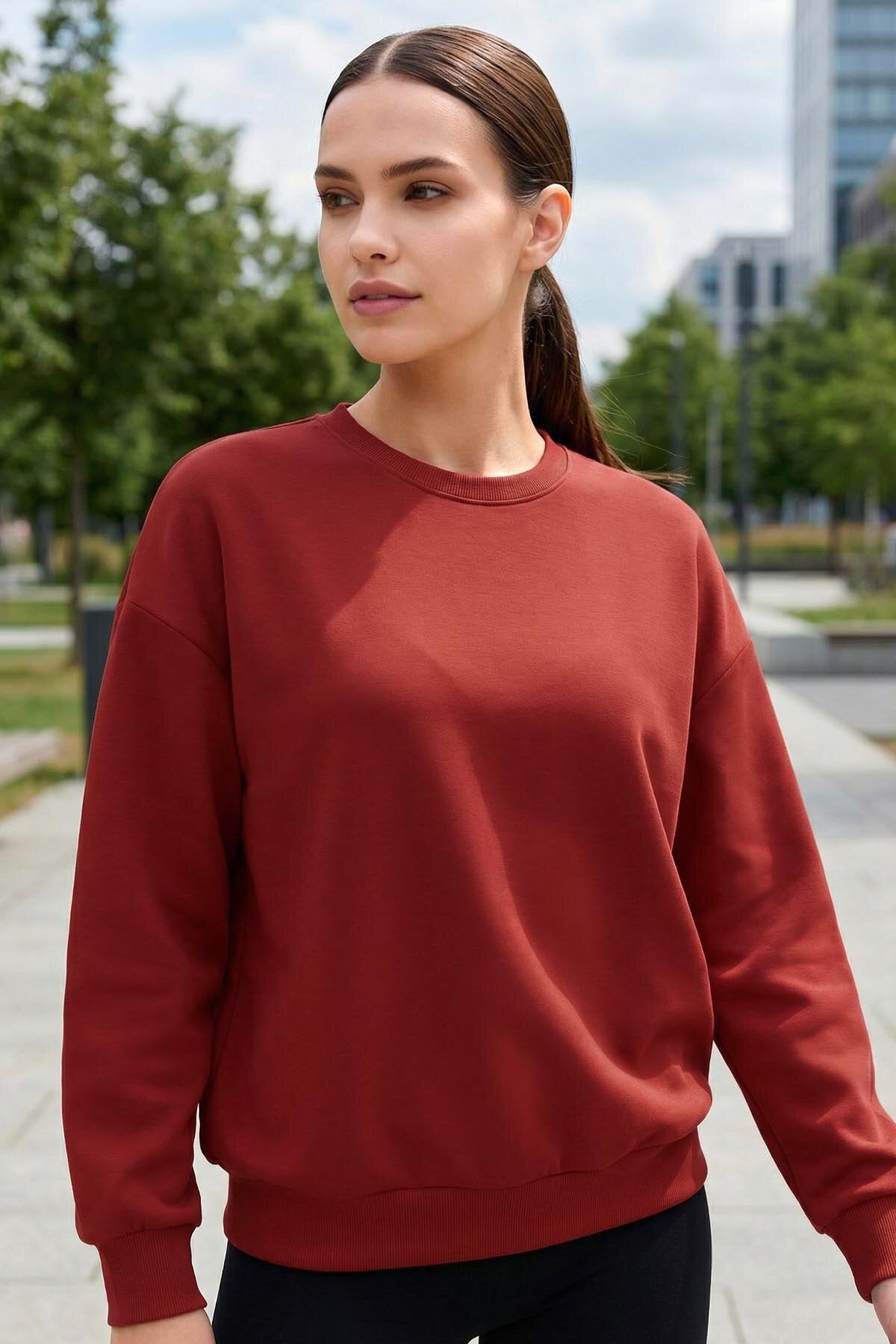 Image of Fiesta Basic O Yaka Oversize Kadın Sweatshirt - 97053