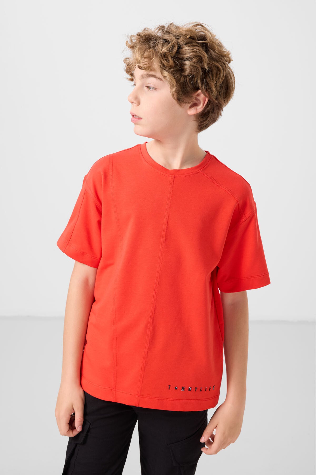 Image of Fiesta Pamuklu Yumuşak Dokulu Oversize Basic Erkek Çocuk T-Shirt - 11297