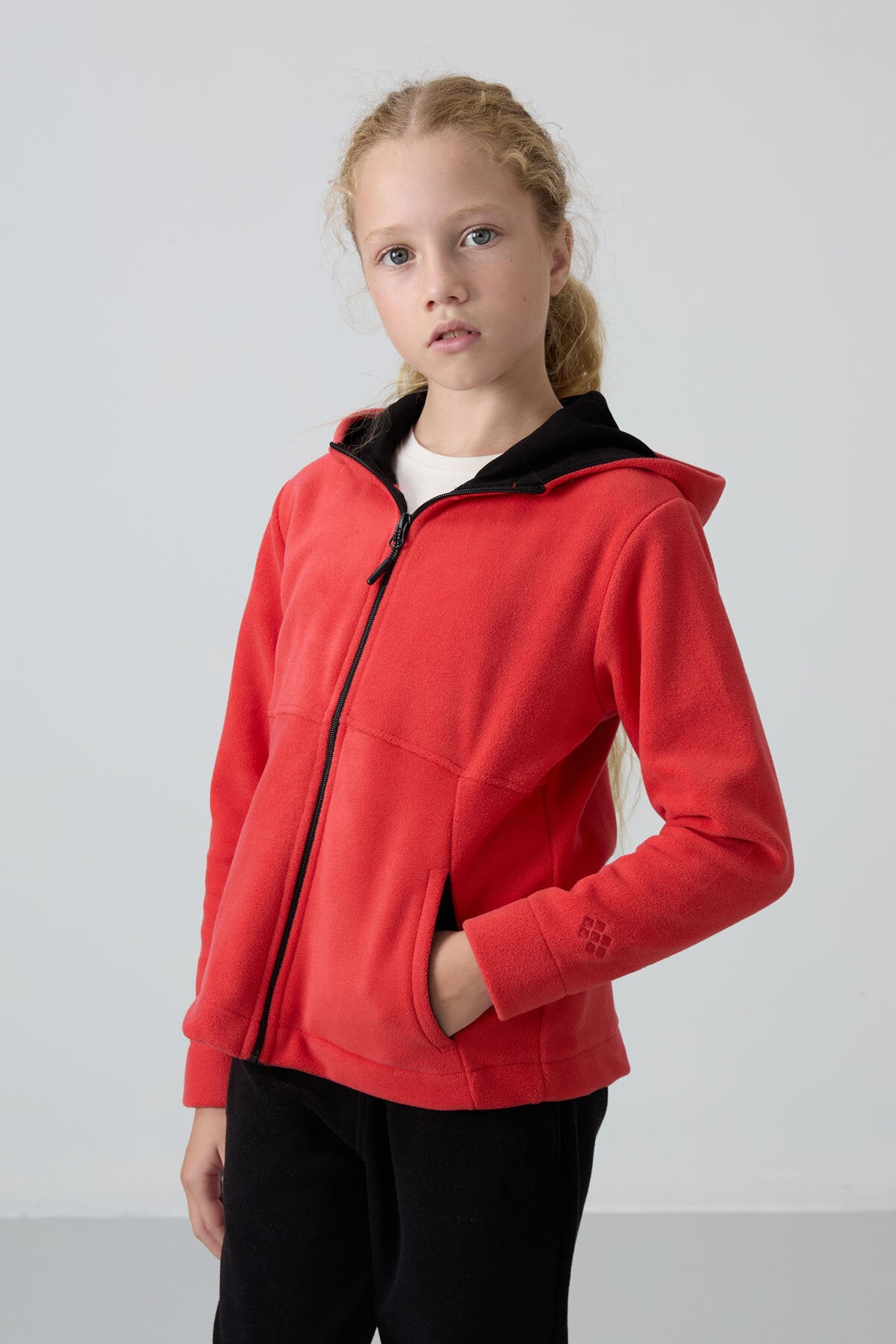 Image of Fiesta Kalın Yumuşak Dokulu Standart Fit Nakışlı Polar Kız Çocuk Sweatshirt - 75152