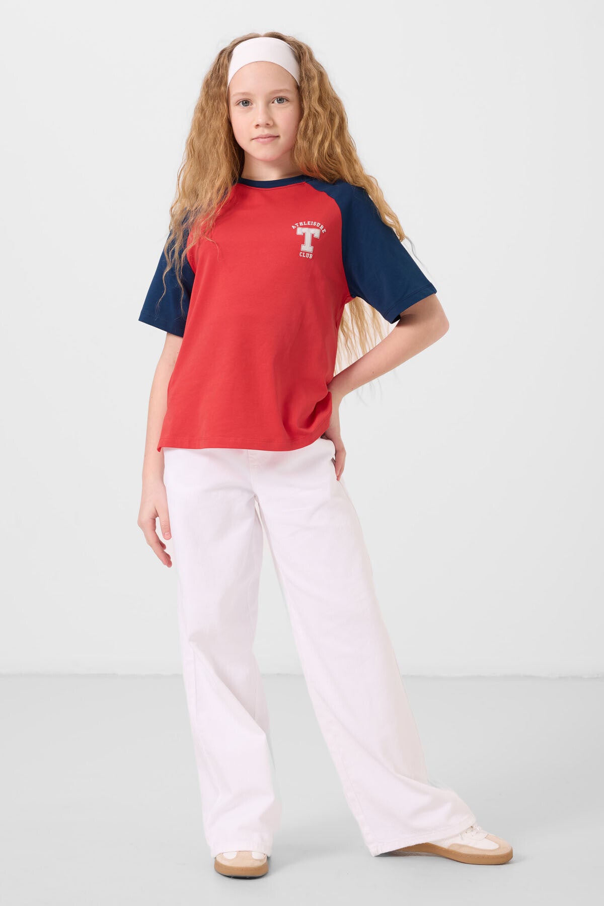 Image of Fiesta O Yaka  Pamuklu Baskılı Oversize Fit Kız Çocuk T-Shirt - 75179