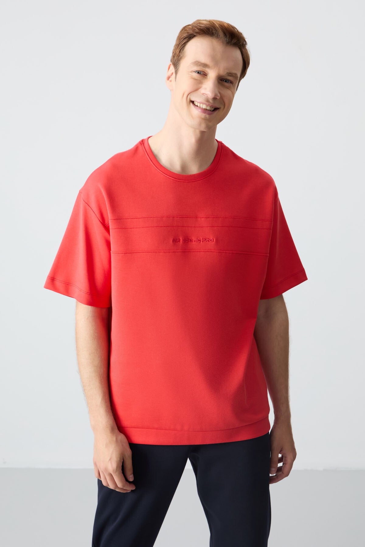 Image of Fiesta Lacivert Pamuklu Kalın Yumuşak Dokulu Oversize Fit Basic Erkek Eşofman Takım - 85261