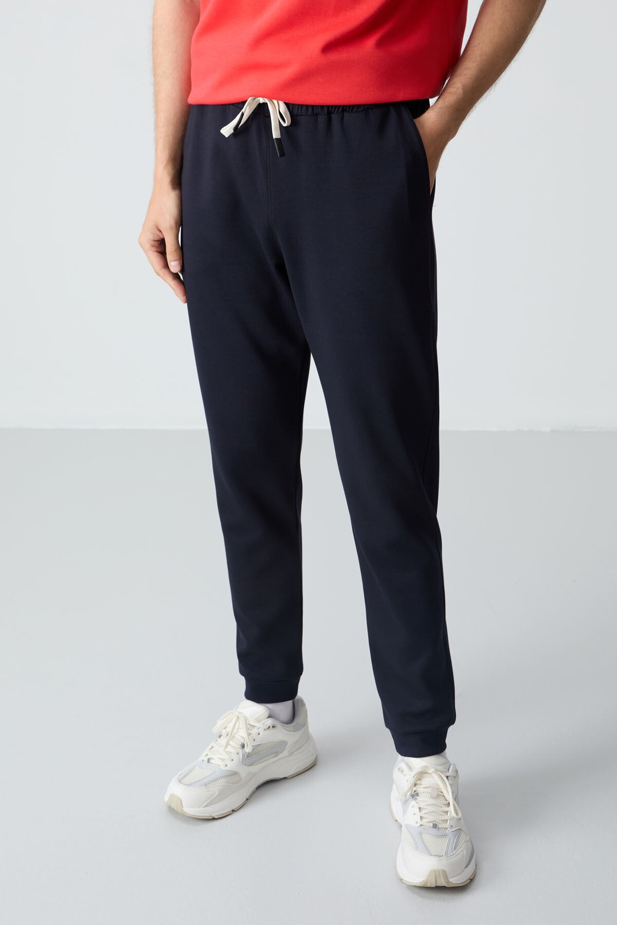 Image of Fiesta Lacivert Pamuklu Kalın Yumuşak Dokulu Oversize Fit Basic Erkek Eşofman Takım - 85261