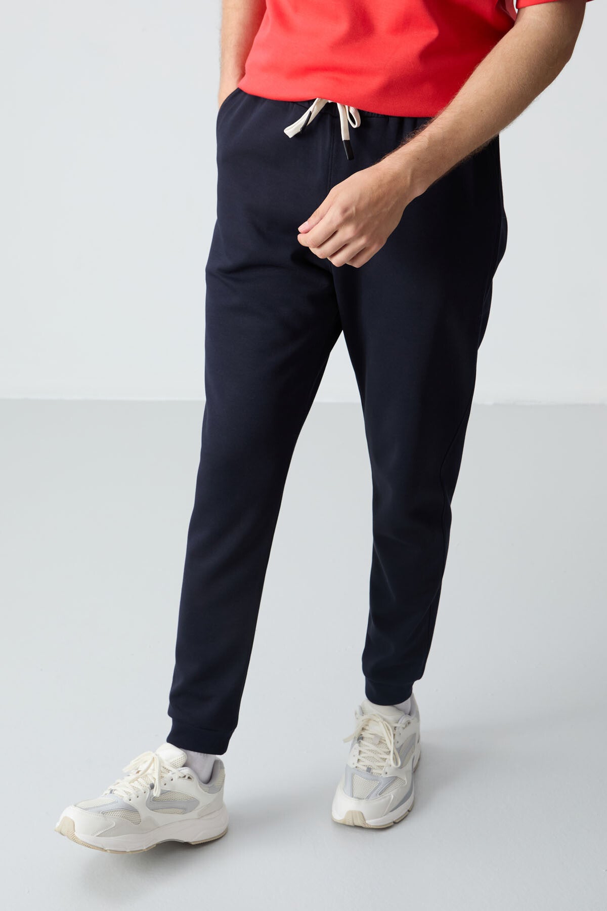 Image of Fiesta Lacivert Pamuklu Kalın Yumuşak Dokulu Oversize Fit Basic Erkek Eşofman Takım - 85261