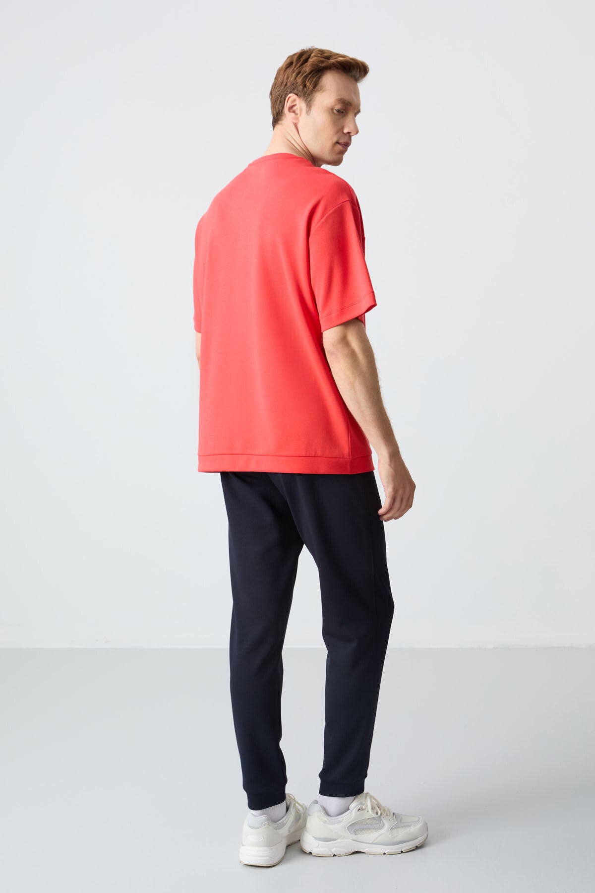Image of Fiesta Lacivert Pamuklu Kalın Yumuşak Dokulu Oversize Fit Basic Erkek Eşofman Takım - 85261